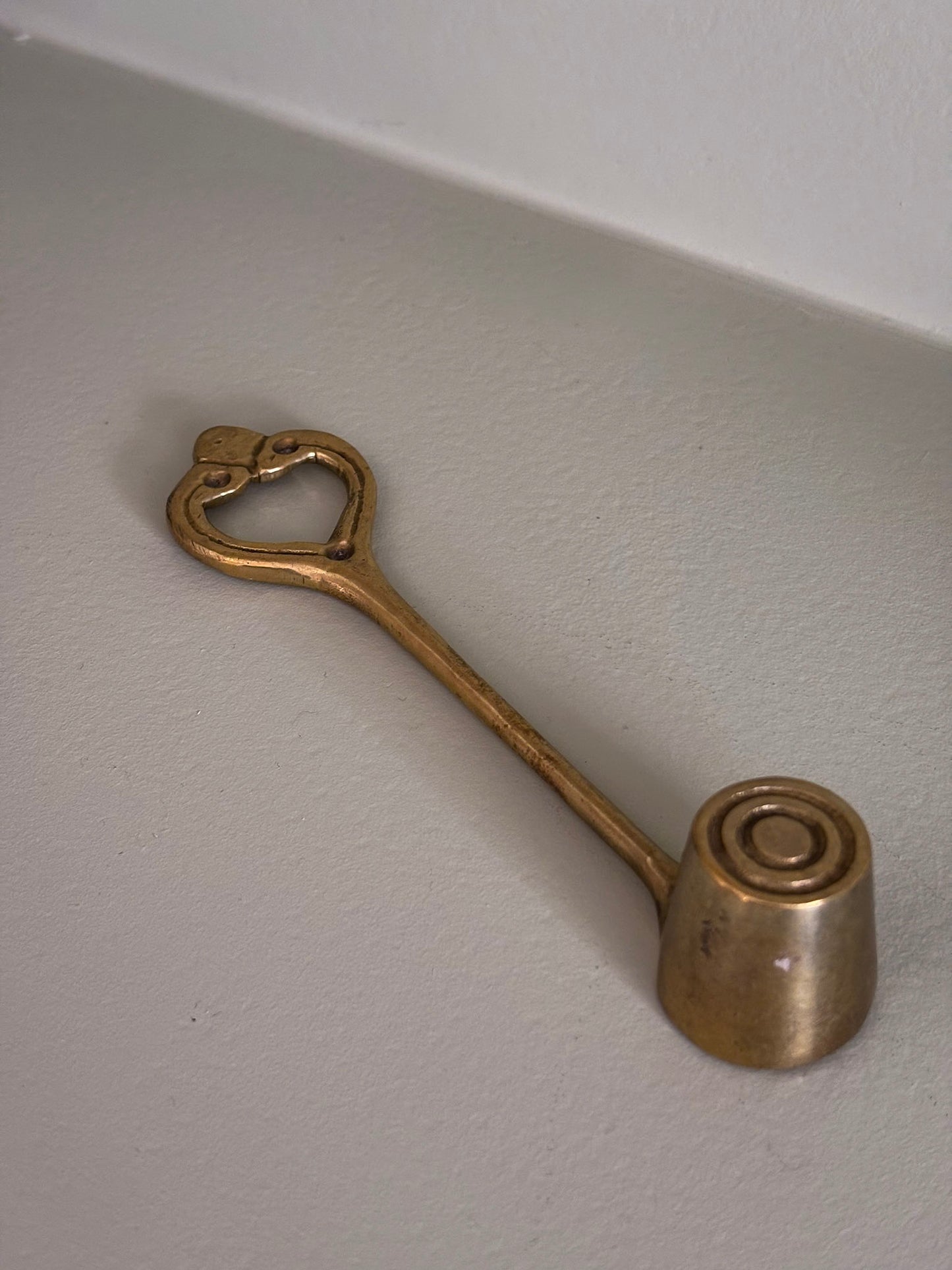 Brass Candle Snuffer with Sculpted Ring Handle
