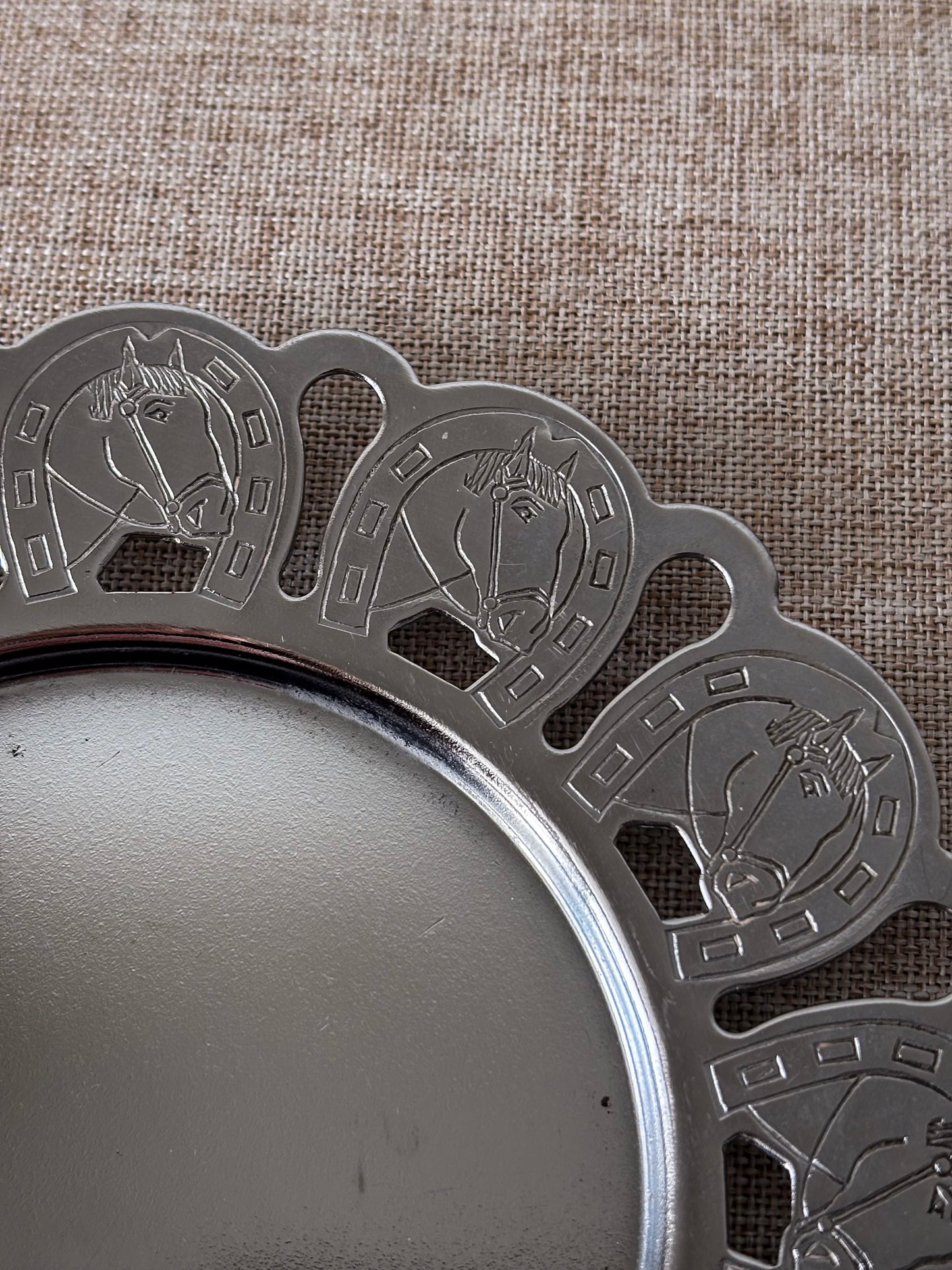 Silver-Tone Horseshoe Trinket Tray / Candle Plate