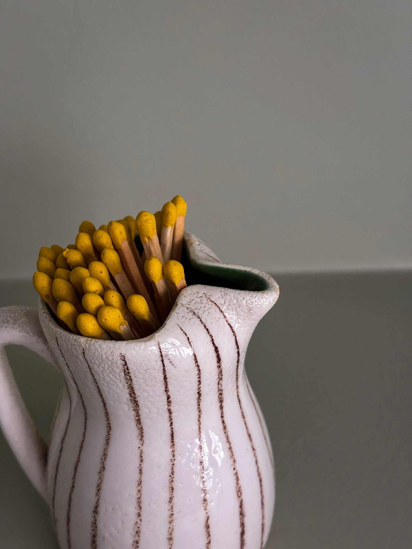 Striped Ceramic Mini Jug Matchstick Holder