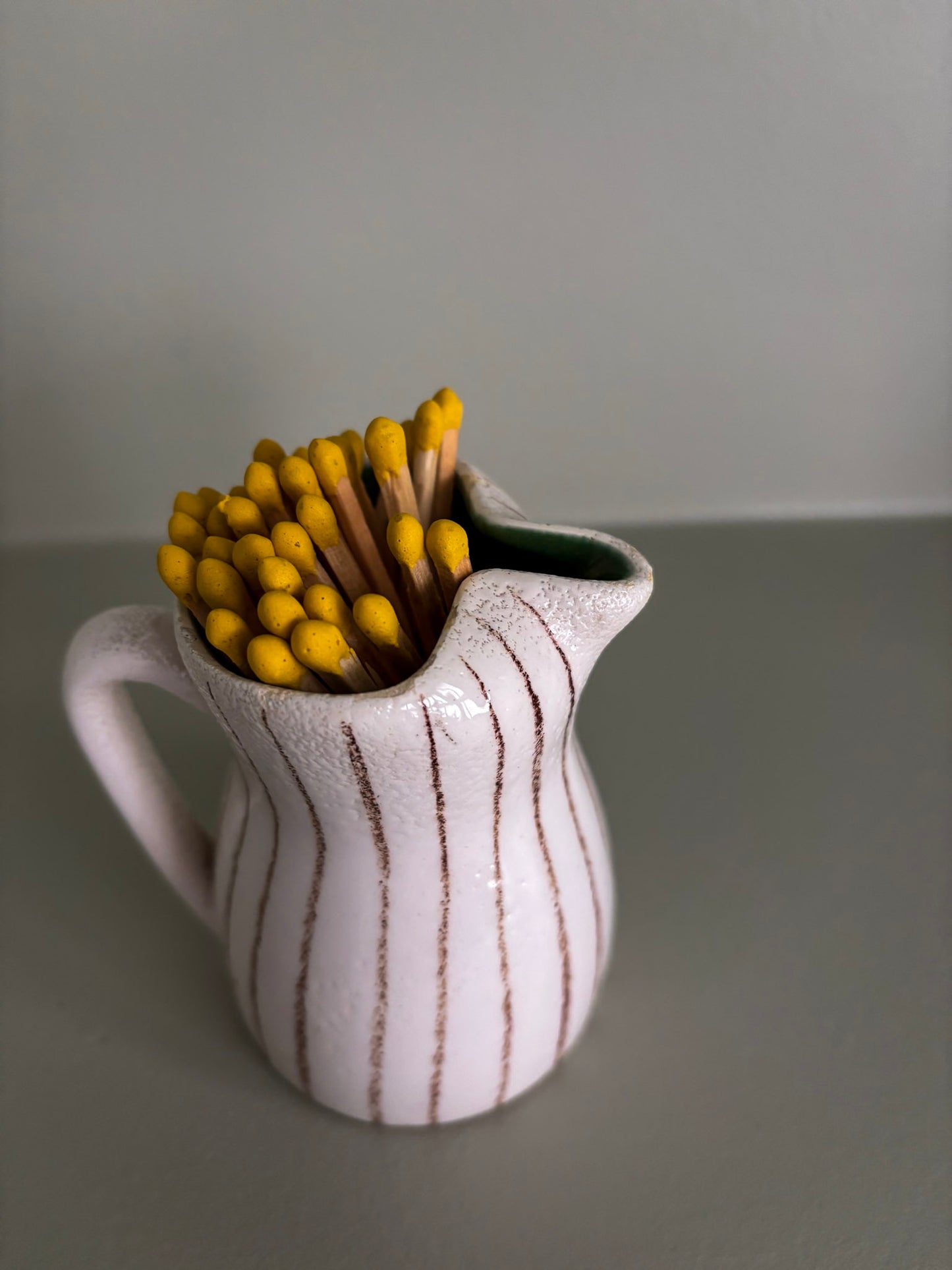 Striped Ceramic Mini Jug Matchstick Holder