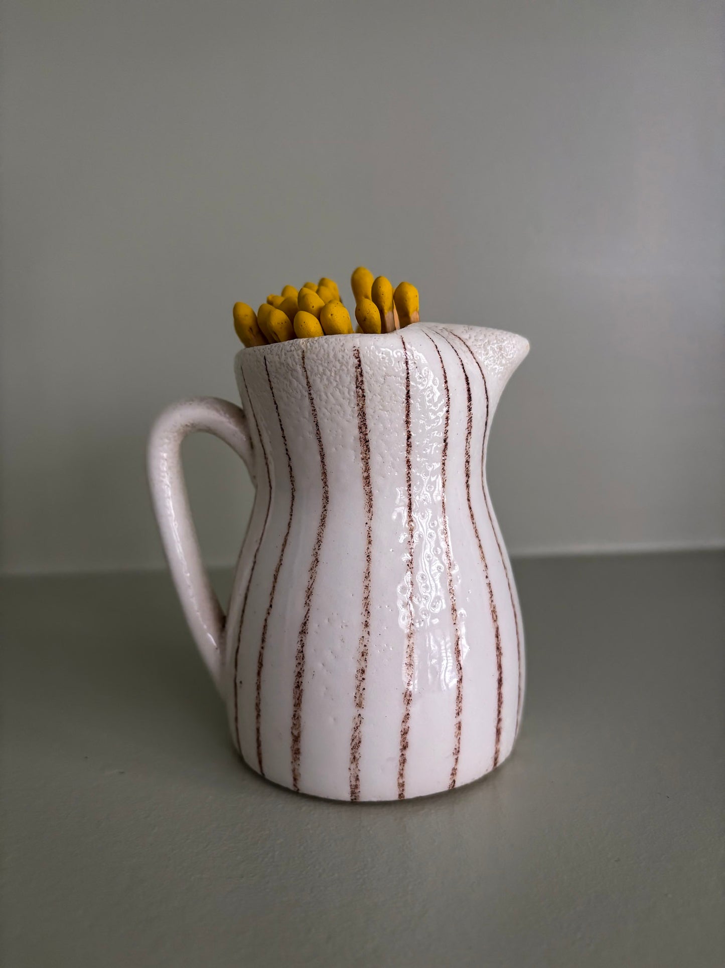 Striped Ceramic Mini Jug Matchstick Holder