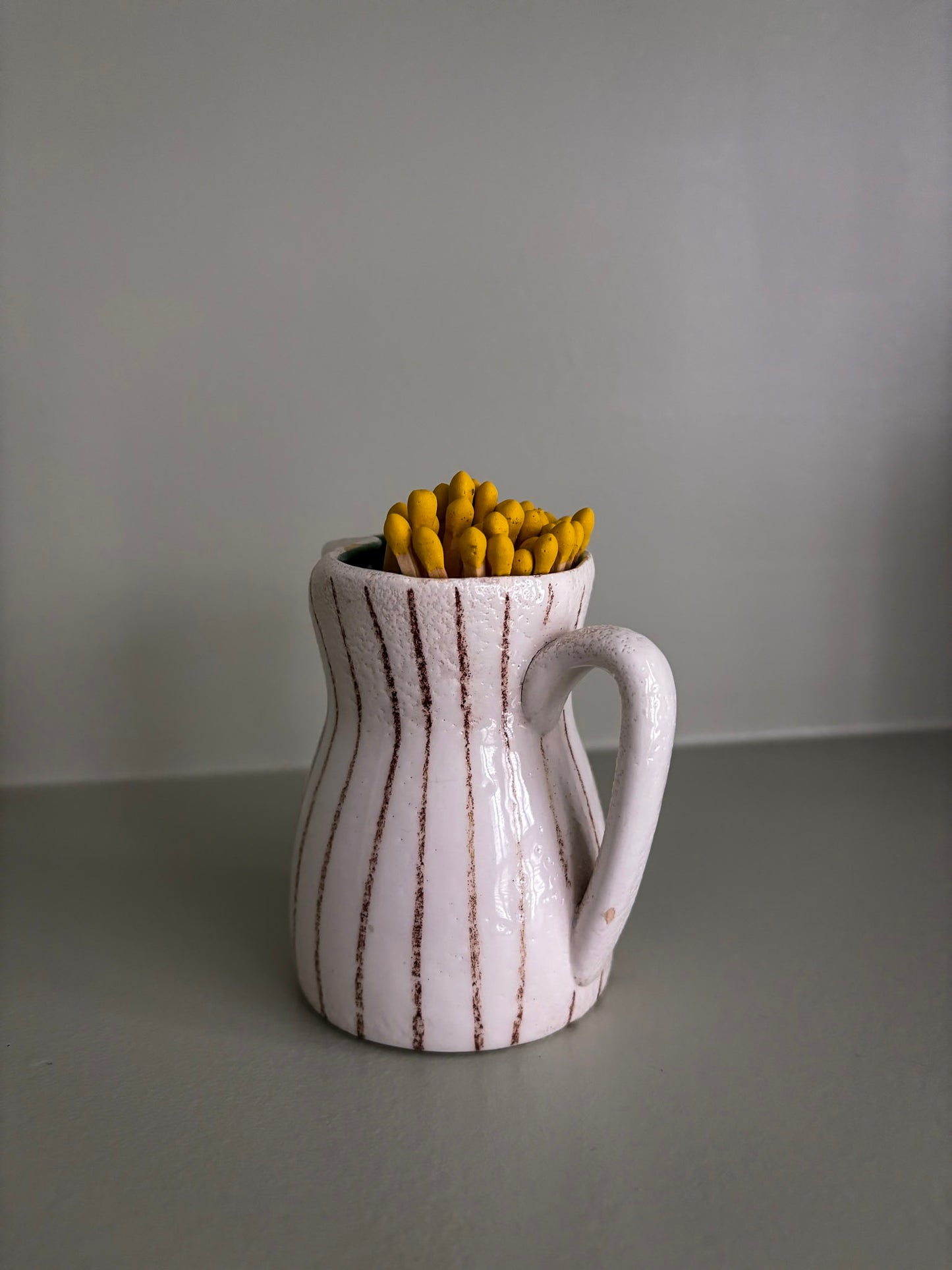 Striped Ceramic Mini Jug Matchstick Holder
