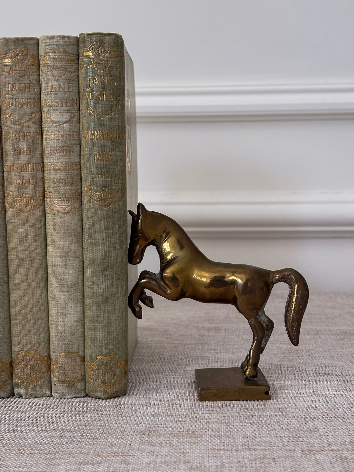 Vintage Brass Horse Bookends