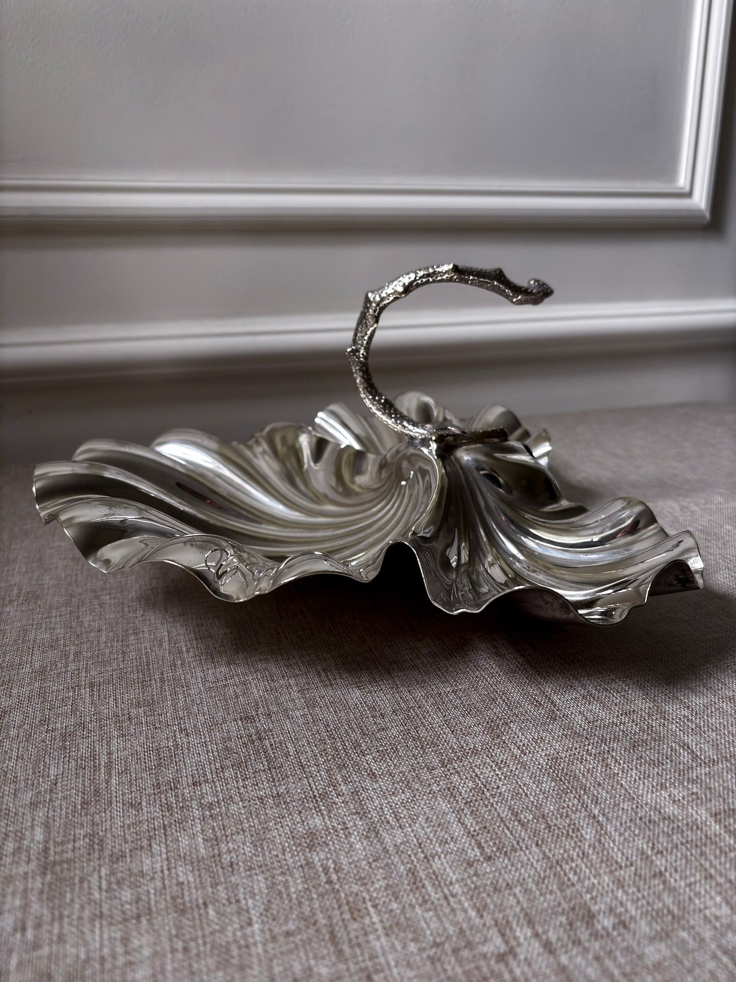 Vintage D&A EPNS Silver Plated Shell Dish | Sculptural Italian Centrepiece Bowl