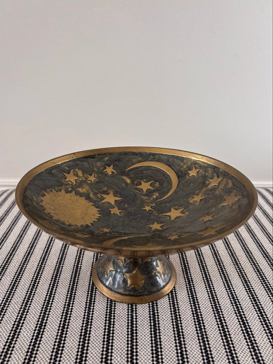 Brass Pedestal Dish – Celestial Enamel