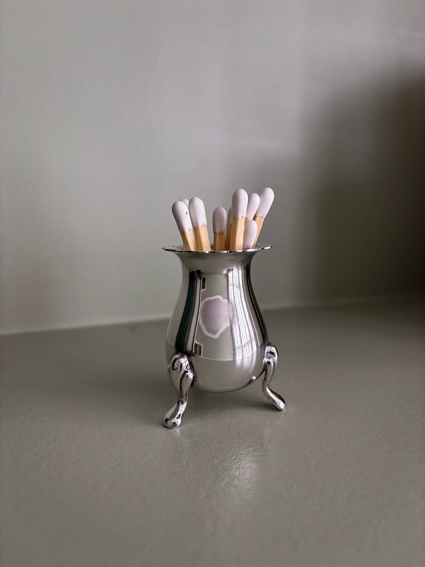 Silver-Plated Footed Vessel Matchstick Holder