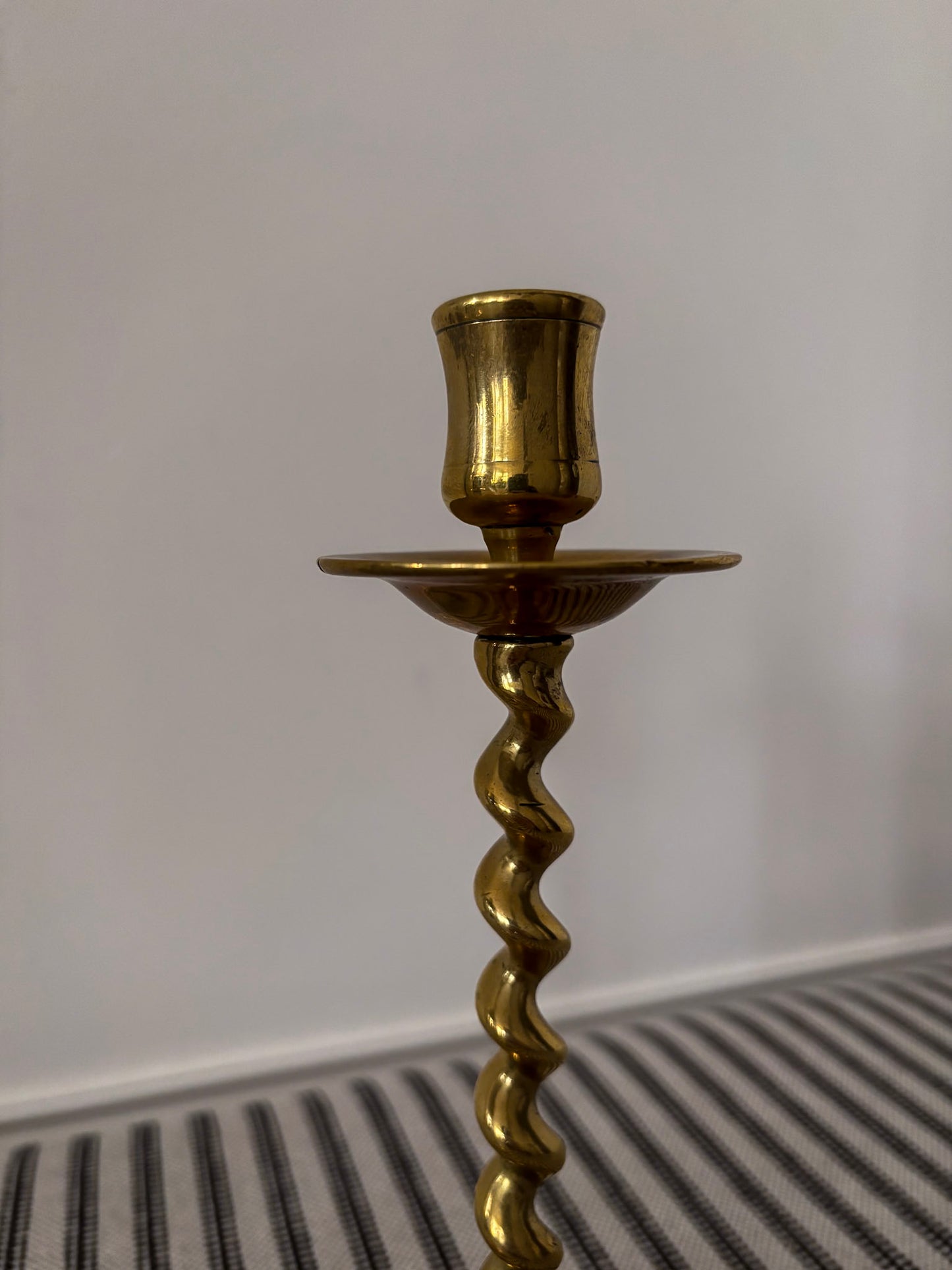 Pair of Brass Twist Candlestick Holders