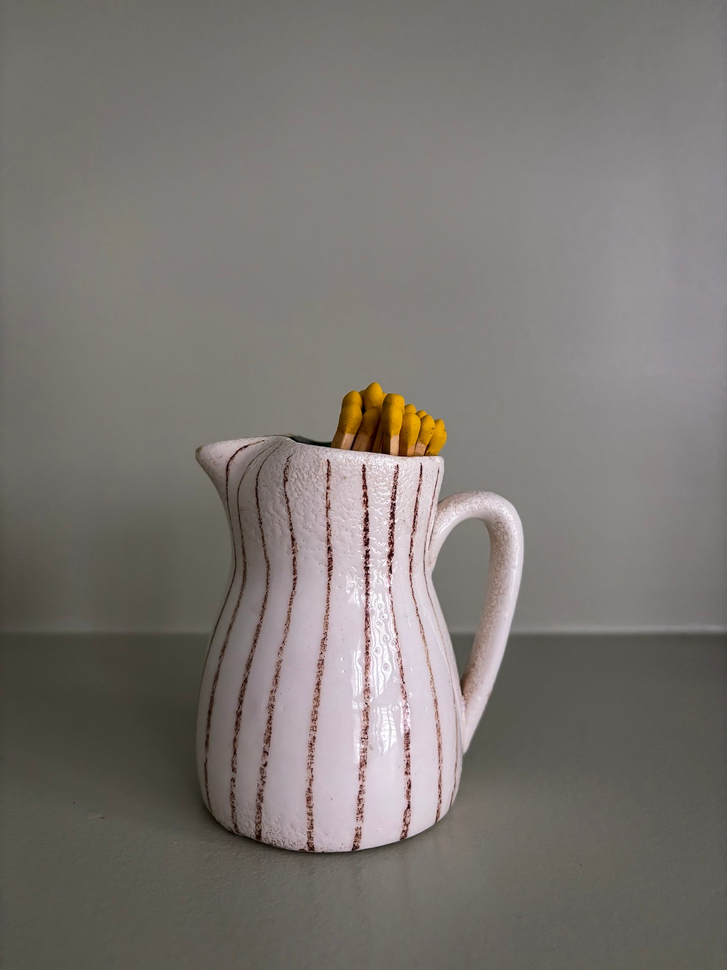 Striped Ceramic Mini Jug Matchstick Holder