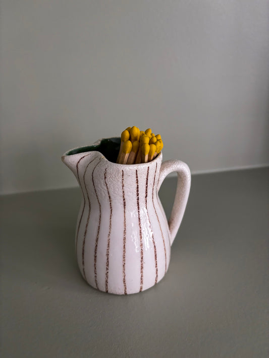 Striped Ceramic Mini Jug Matchstick Holder