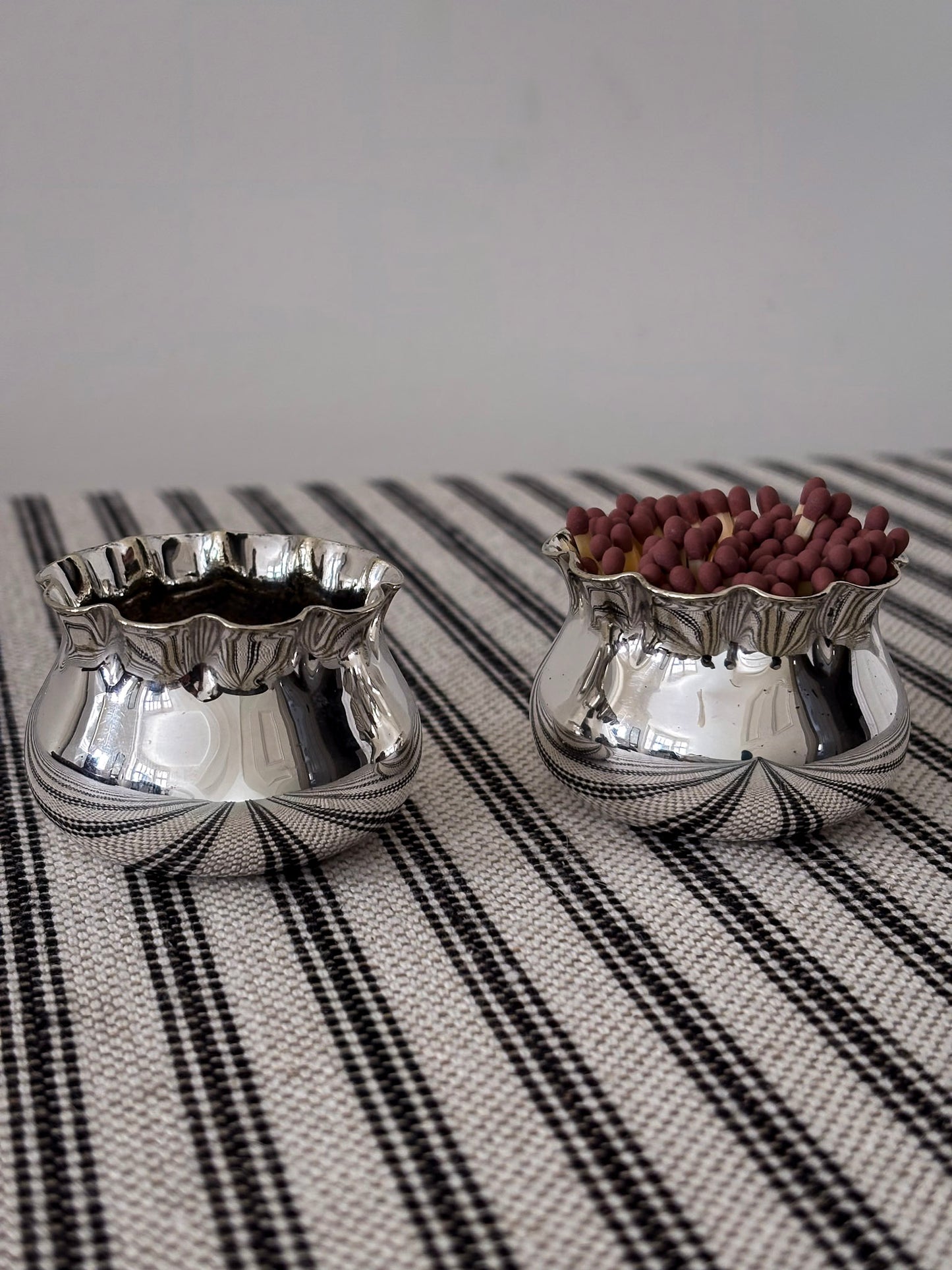Silver Plate Matchstick Ruffle Edge Pot