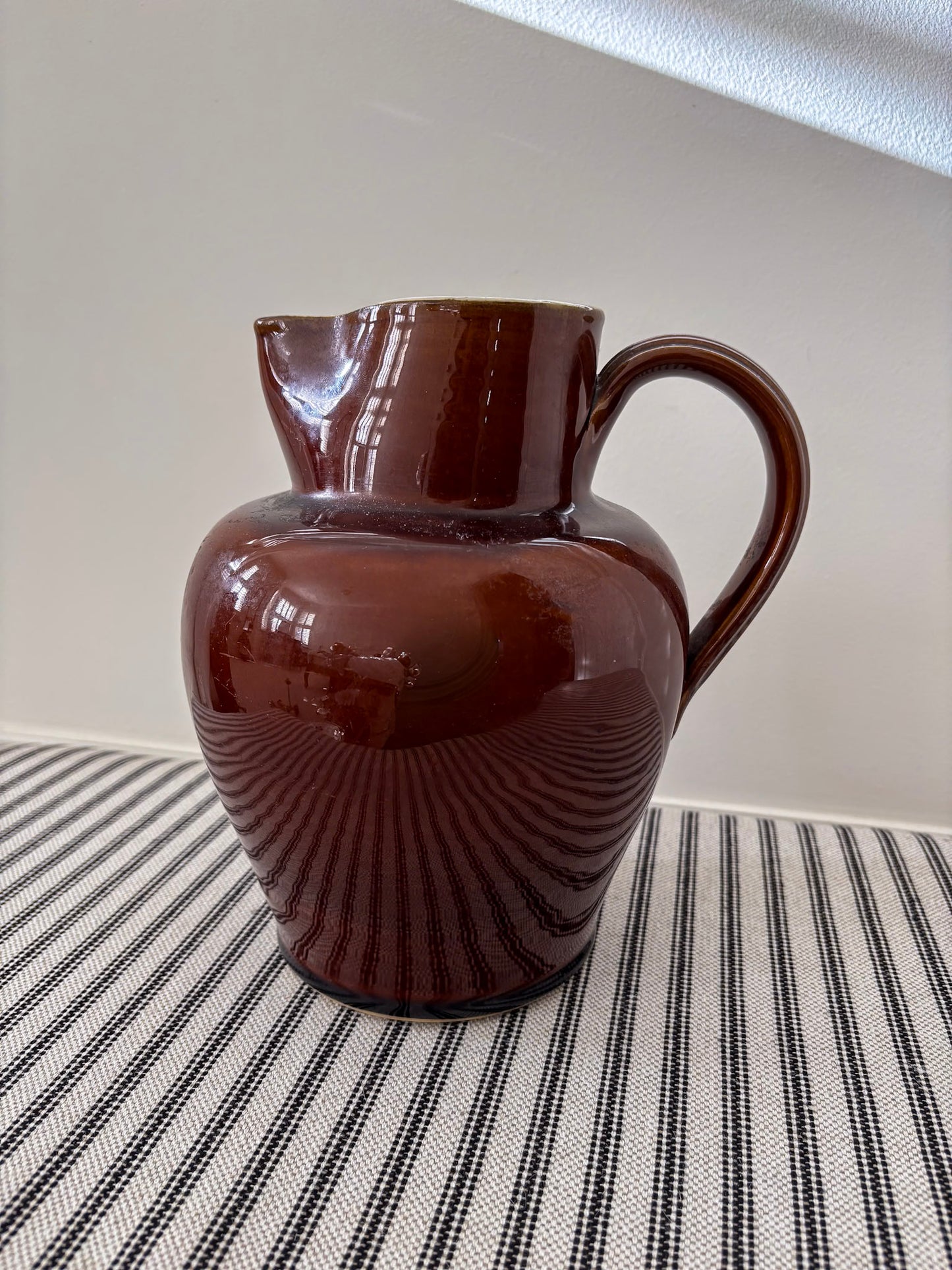 Large Brown Glazed Ceramic Jug