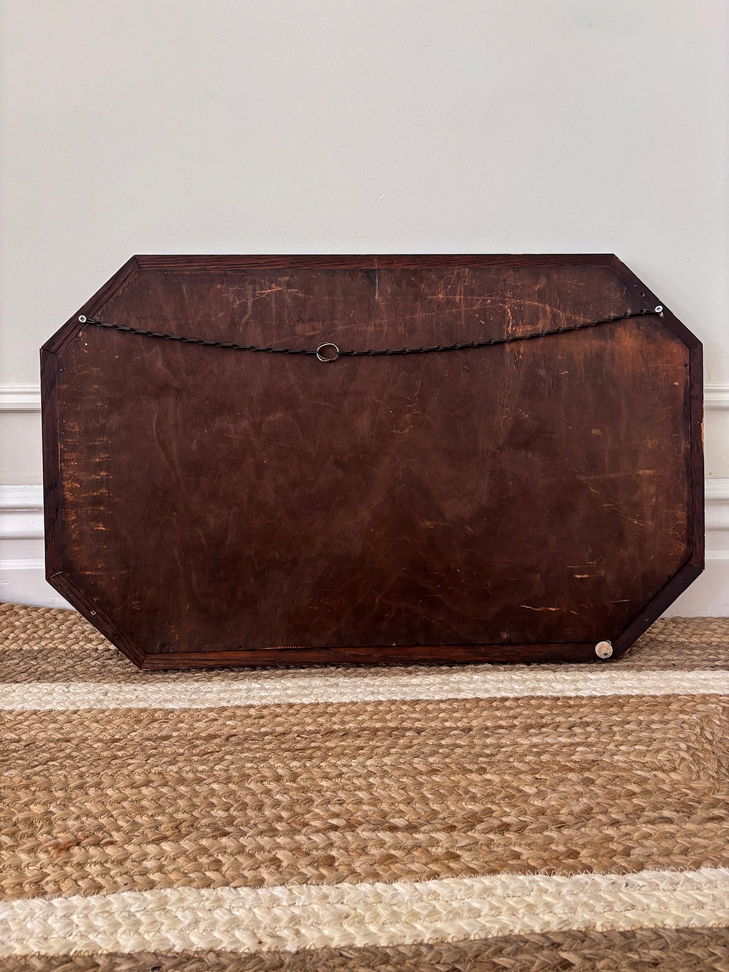 Vintage Octagonal Oak Mirror | Bevelled Arts & Crafts Style Wooden Mirror