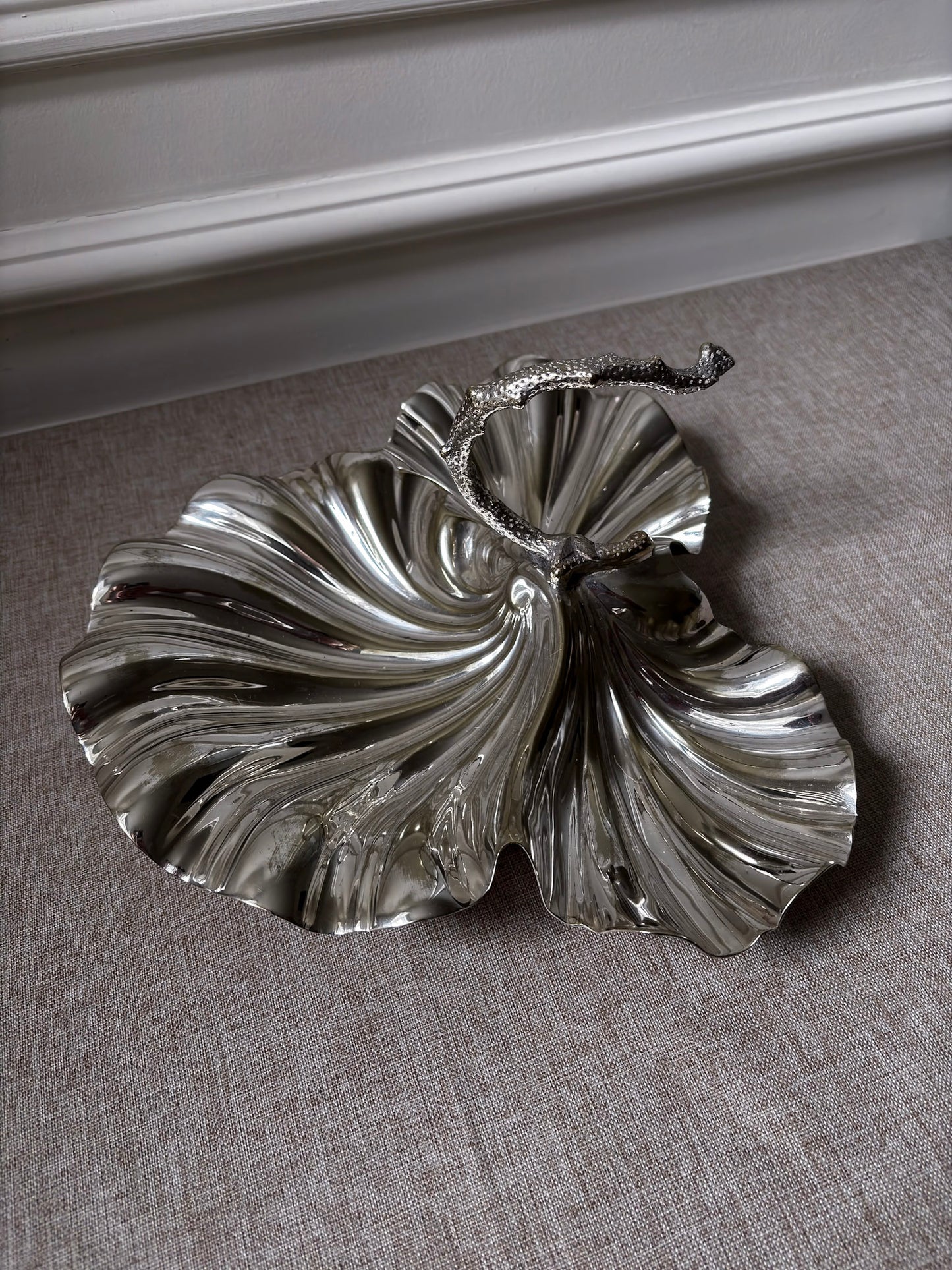 Vintage D&A EPNS Silver Plated Shell Dish | Sculptural Italian Centrepiece Bowl