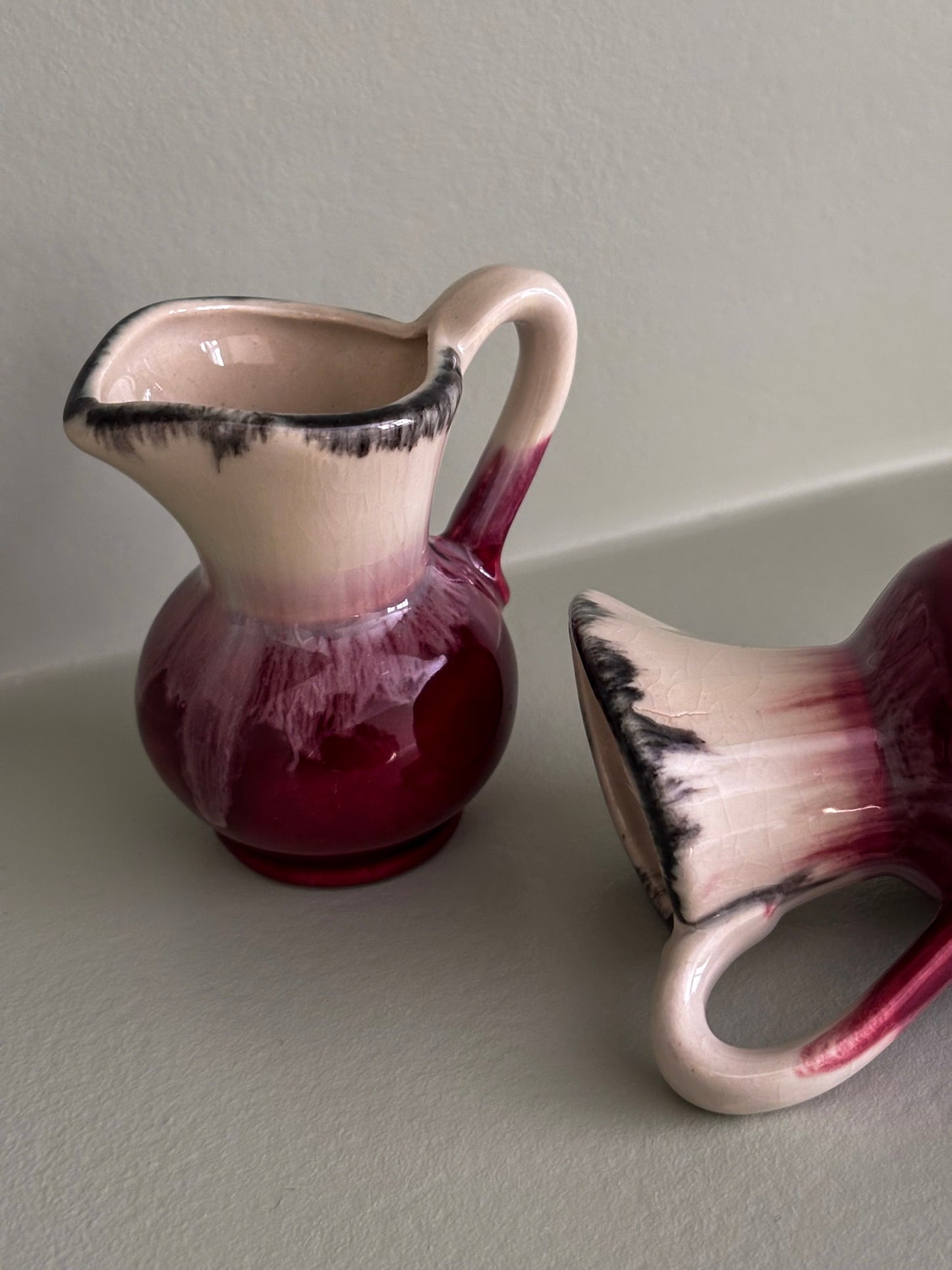 West German Drip-Glaze Ceramic Vessel Matchstick Holder