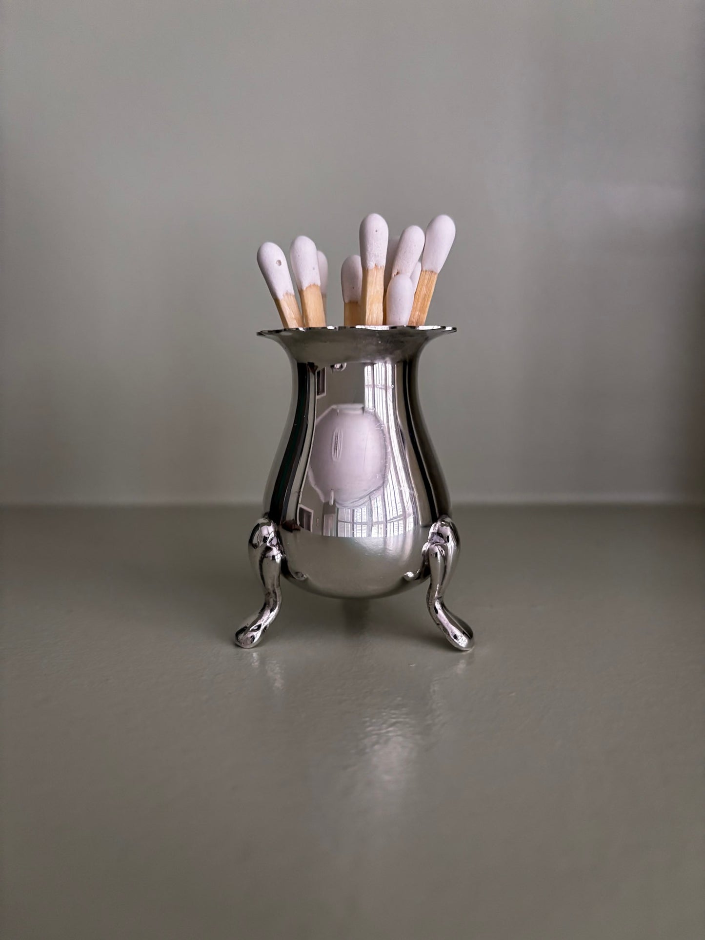 Silver-Plated Footed Vessel Matchstick Holder