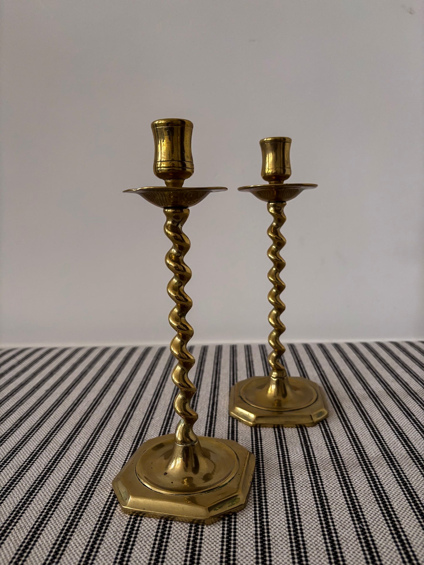 Pair of Brass Twist Candlestick Holders