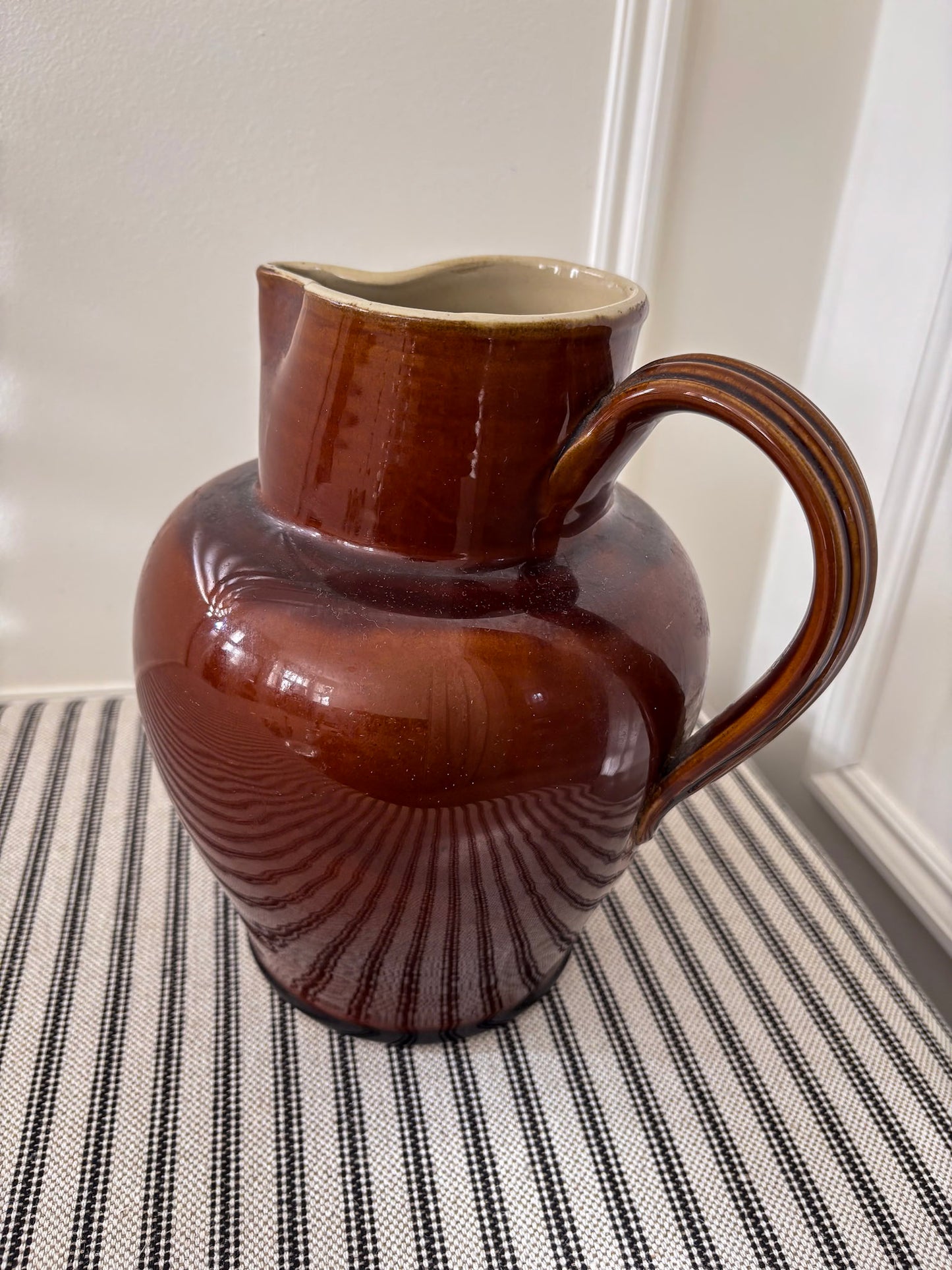 Large Brown Glazed Ceramic Jug