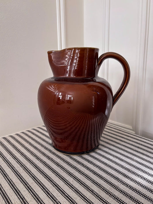 Large Brown Glazed Ceramic Jug