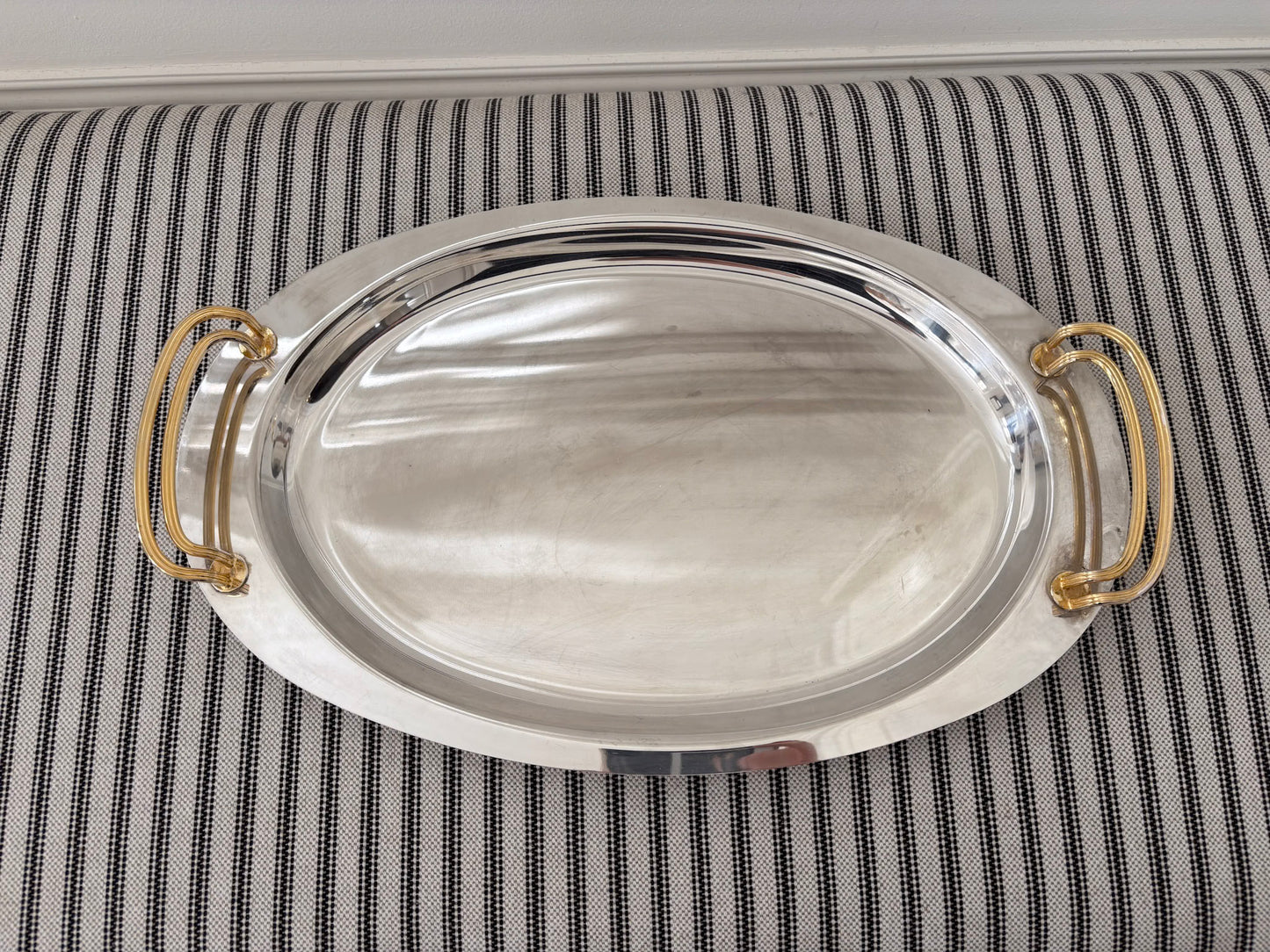 Mixed Metal Oval Decorative Tray