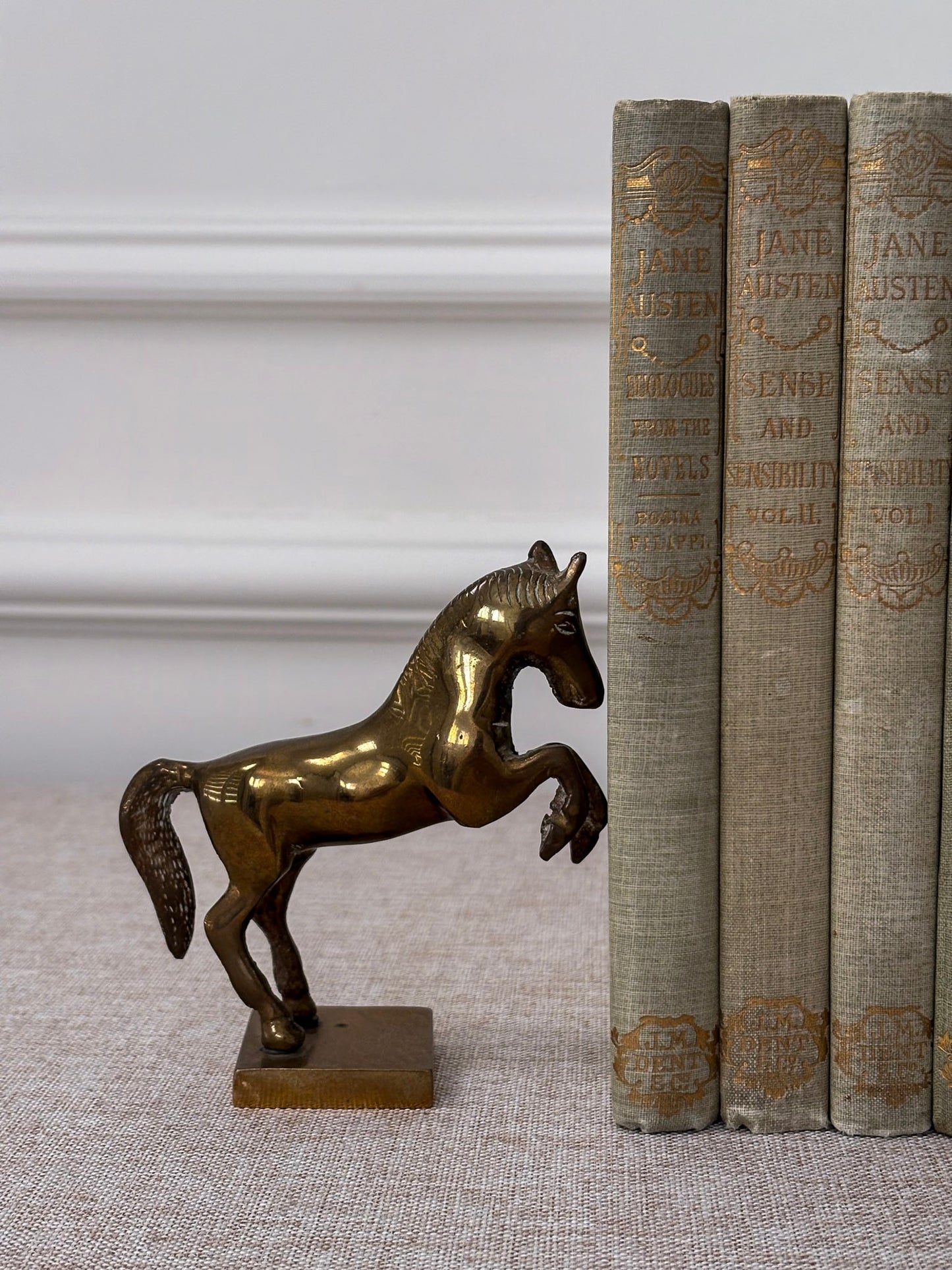 Vintage Brass Horse Bookends