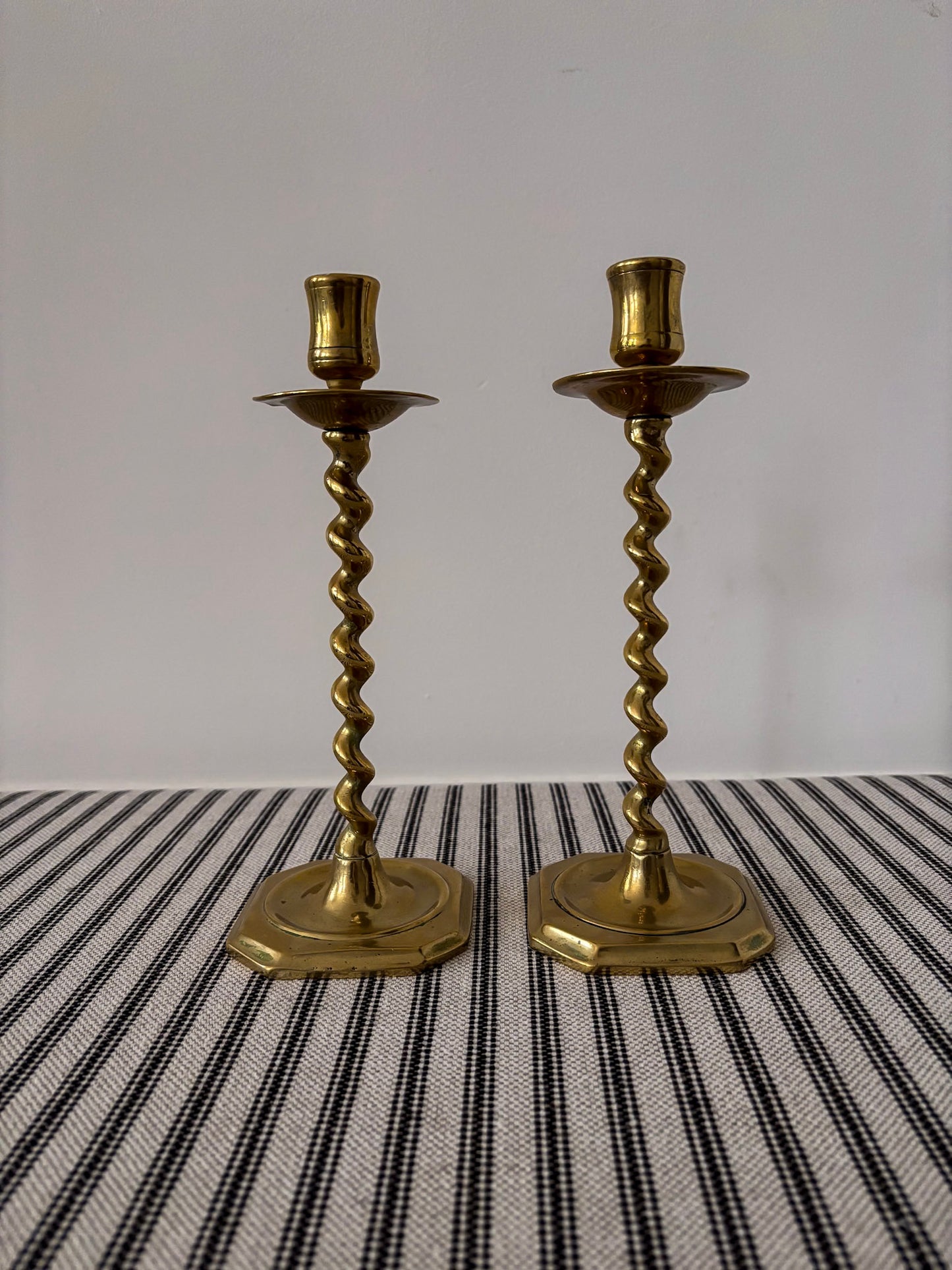 Pair of Brass Twist Candlestick Holders