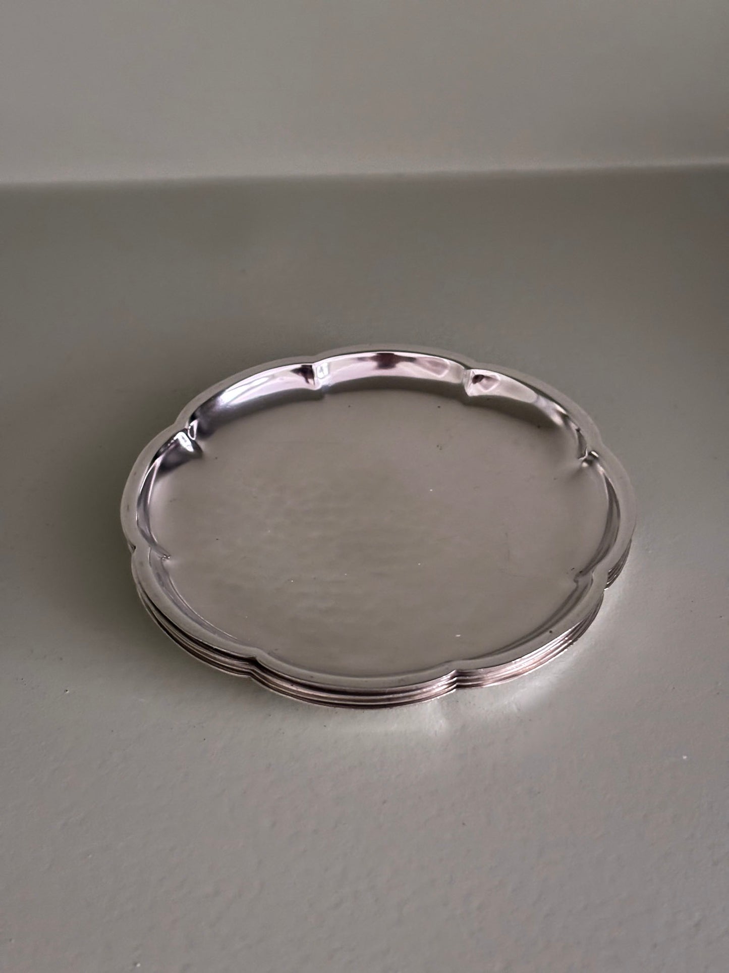 Silver-Plated Scalloped Edge Coasters - Set of Four