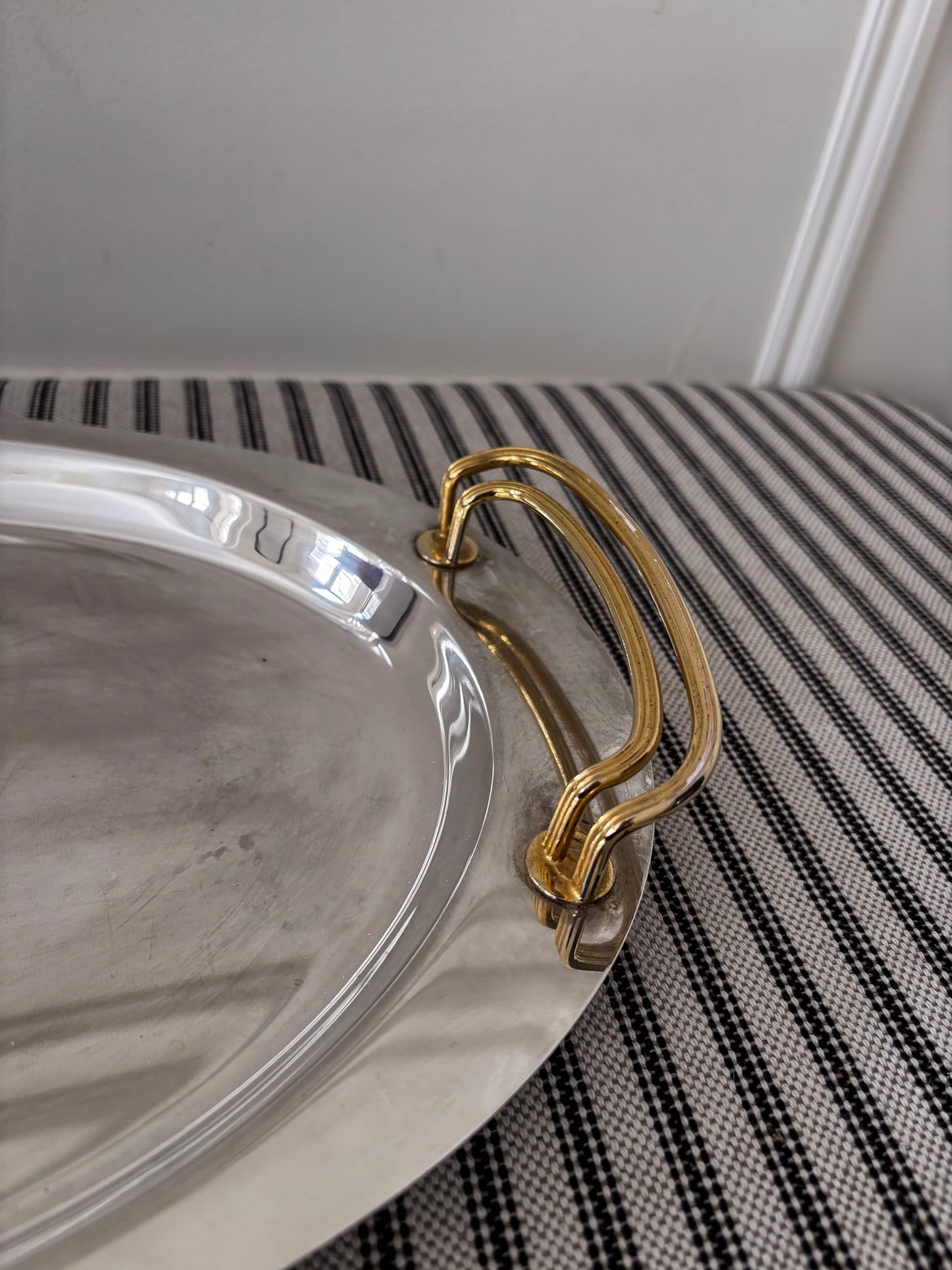 Mixed Metal Oval Decorative Tray