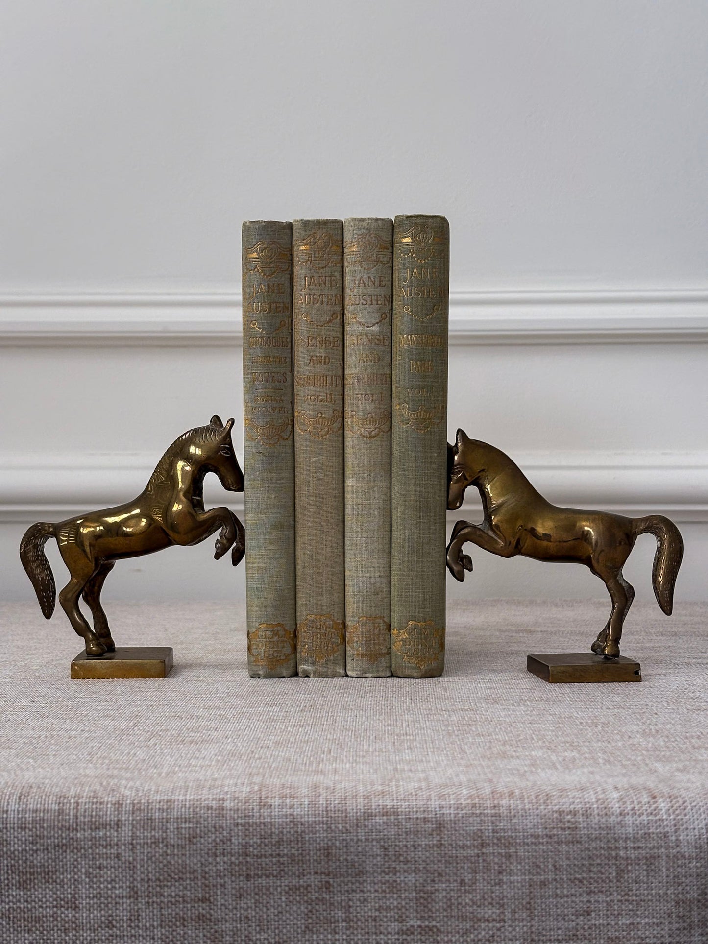 Vintage Brass Horse Bookends