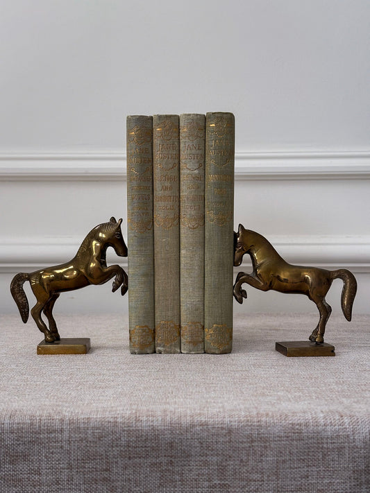 Vintage Brass Horse Bookends