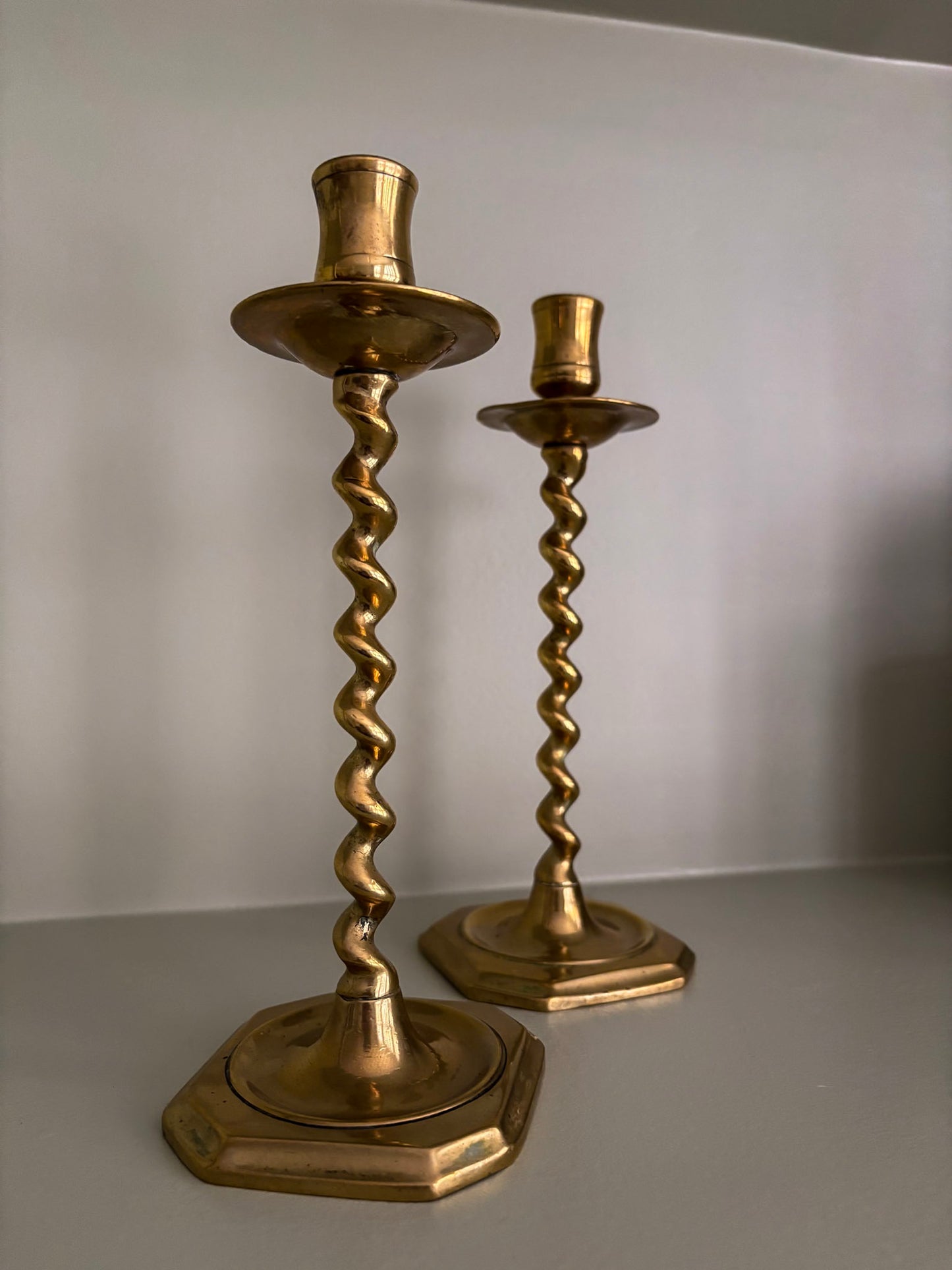 Pair of Brass Twist Candlestick Holders