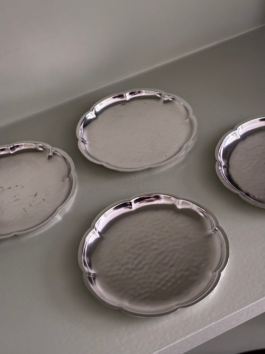 Silver-Plated Scalloped Edge Coasters - Set of Four