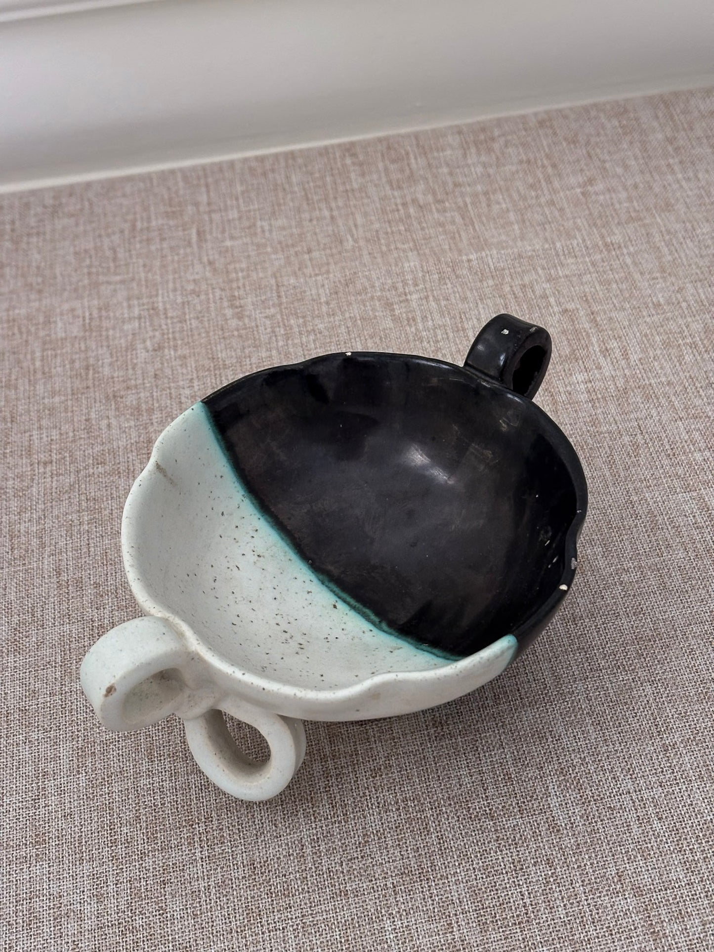 Vintage Vallauris Ceramic Bowl | Black & White Sculptural French Pottery