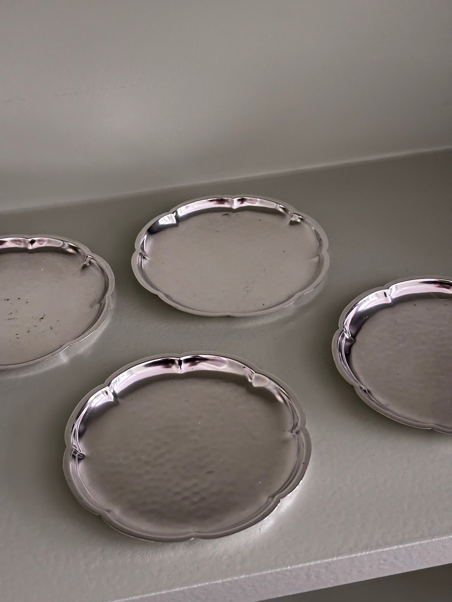 Silver-Plated Scalloped Edge Coasters - Set of Four