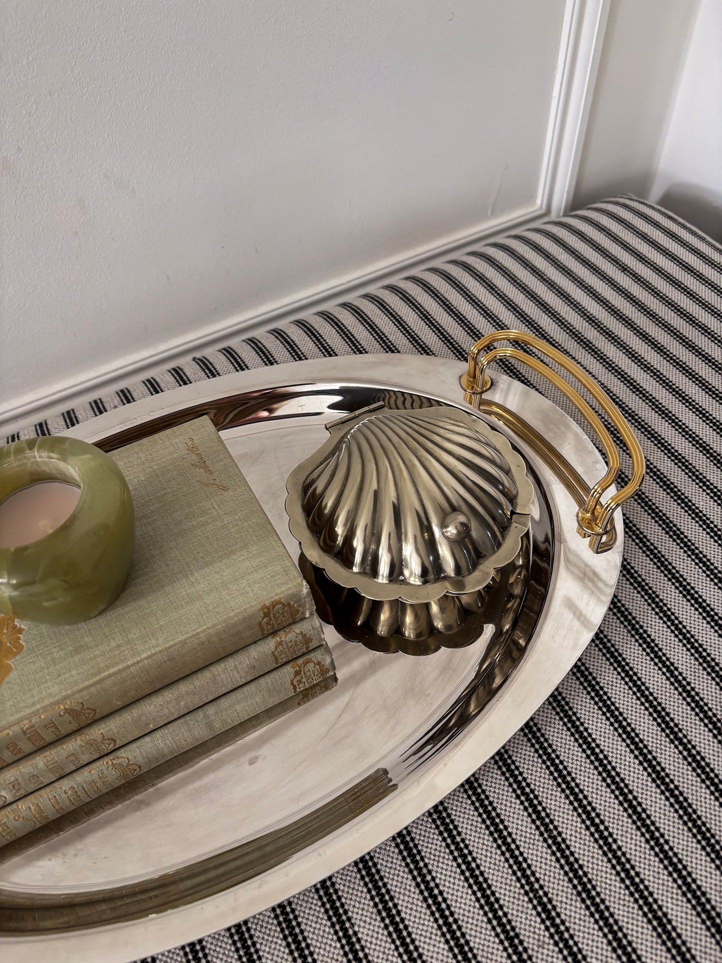 Mixed Metal Oval Decorative Tray