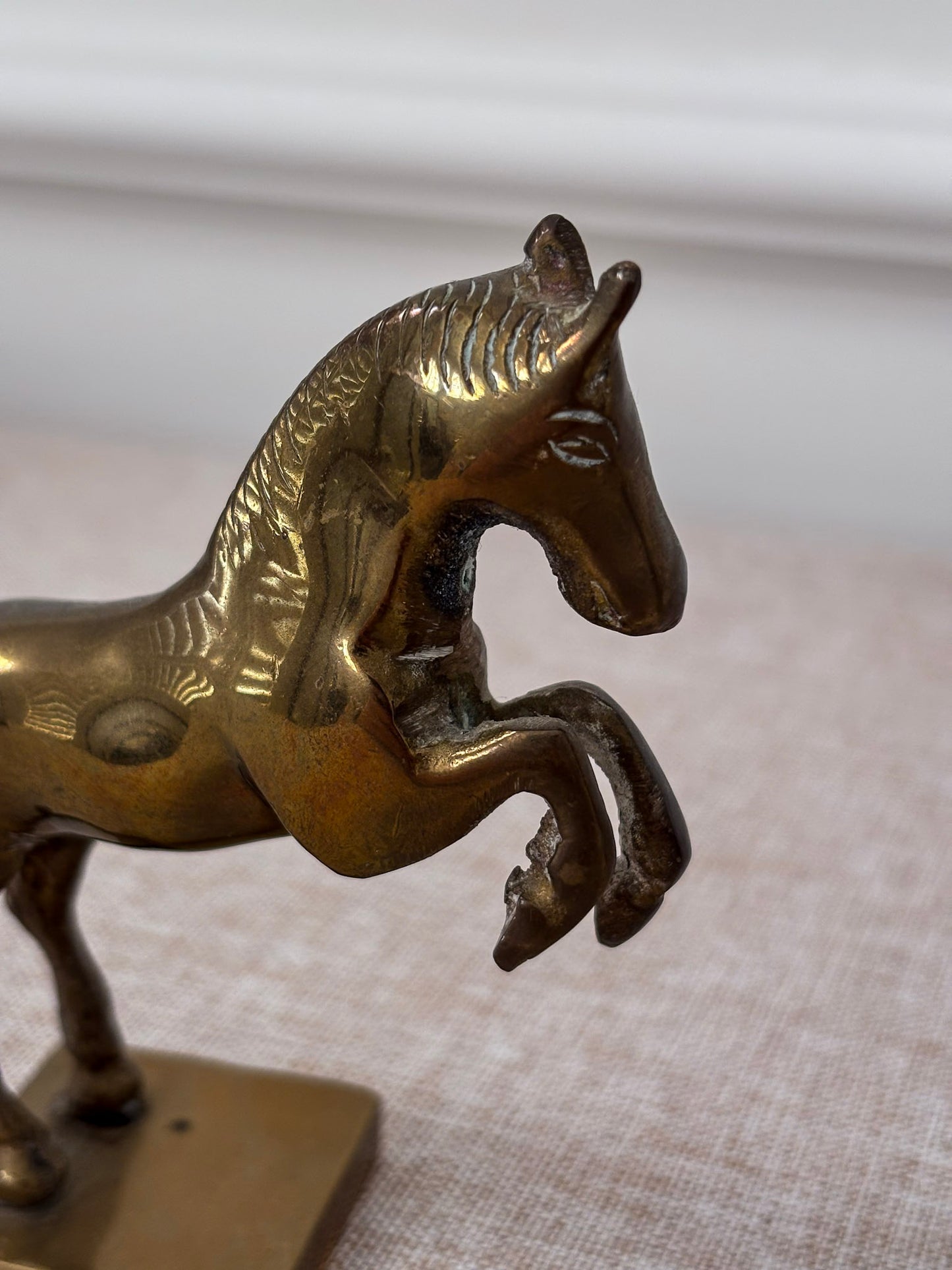 Vintage Brass Horse Bookends