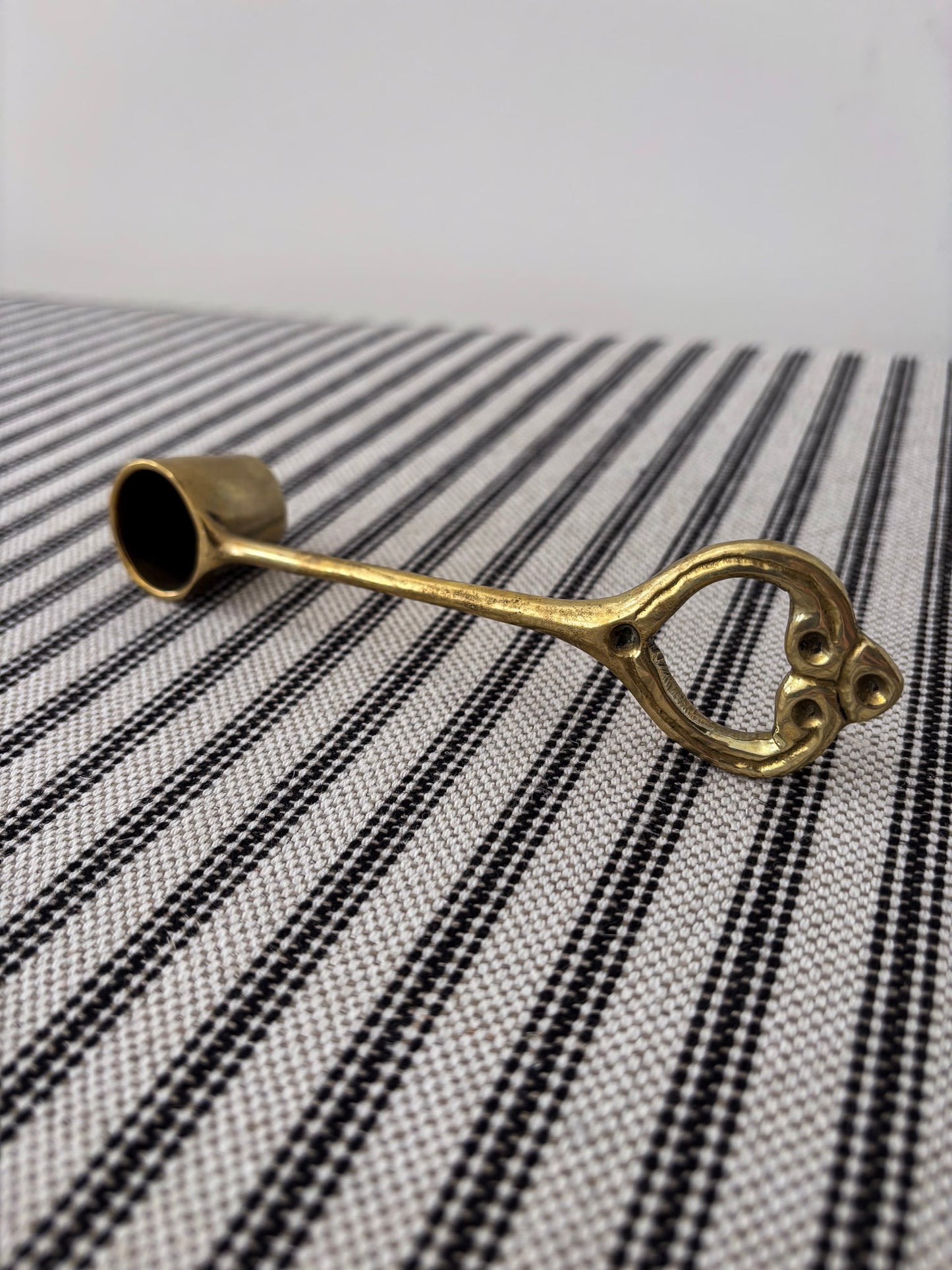 Brass Candle Snuffer with Sculpted Ring Handle