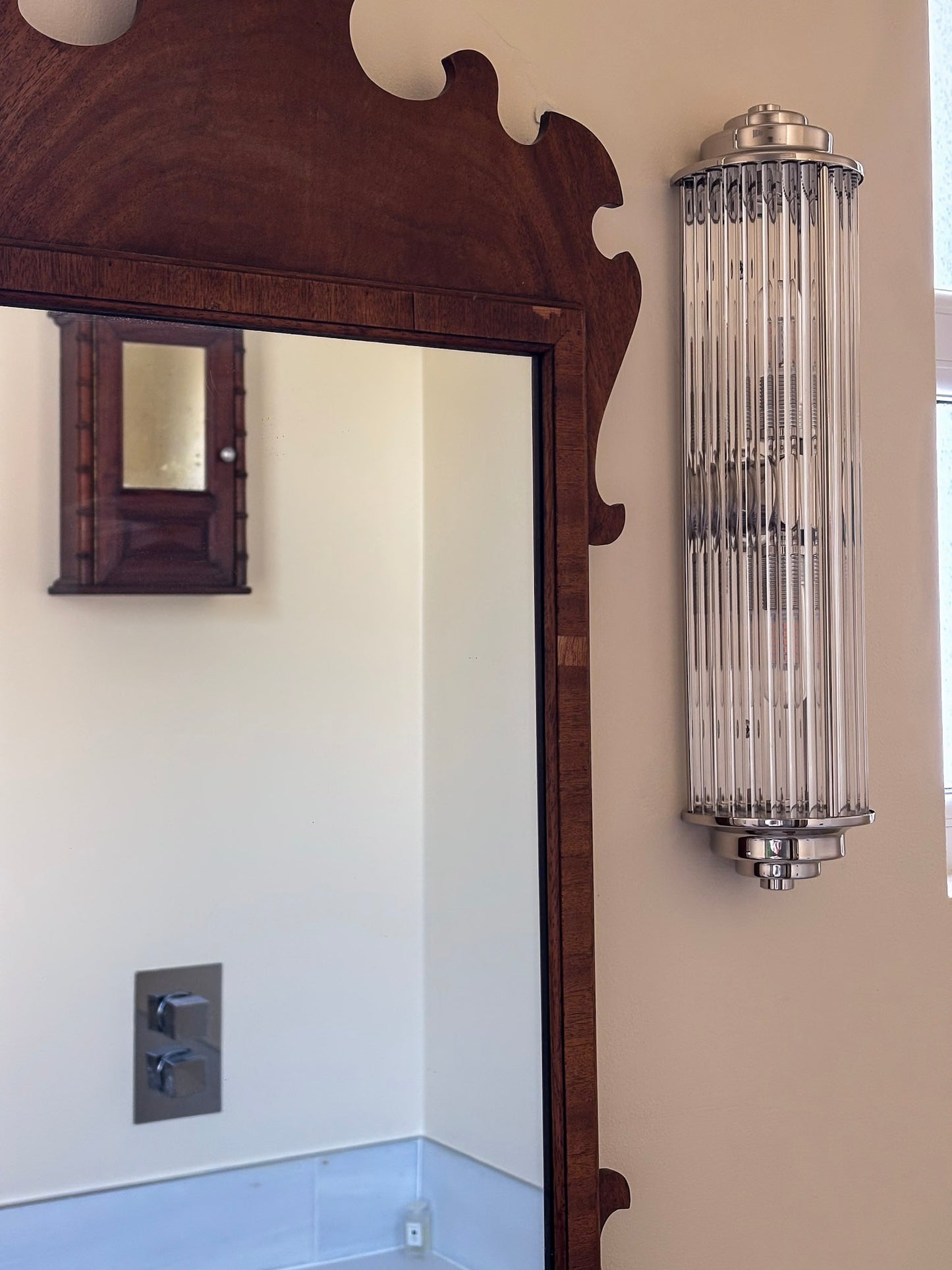 Reprodux Chippendale Revival Mirror | English Walnut Veneer Wall Mirror