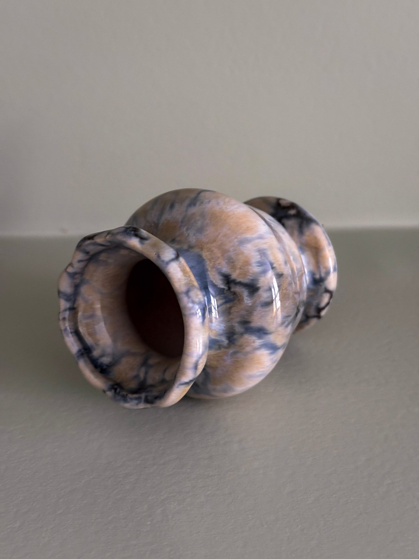 Vintage Studio Pottery Ruffled Edge Matchstick Holder – Glazed Ceramic