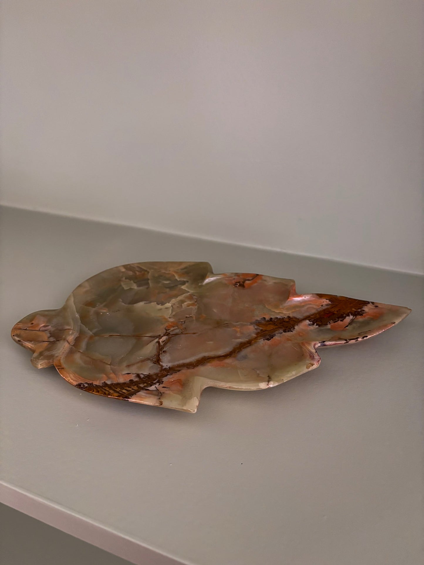 Onyx Leaf Incense Holder – Natural Stone Trinket Tray