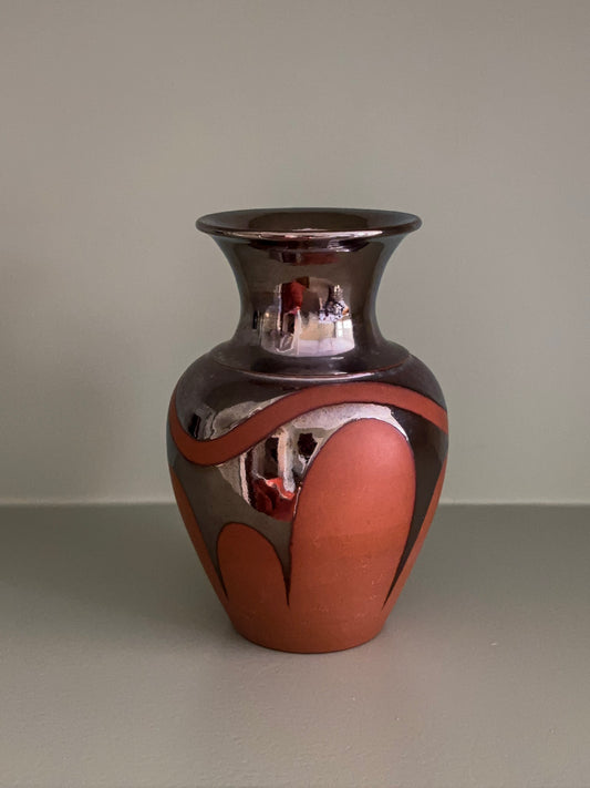 Metallic-Glazed Terracotta Vase - Art-Pottery Decorative Vase
