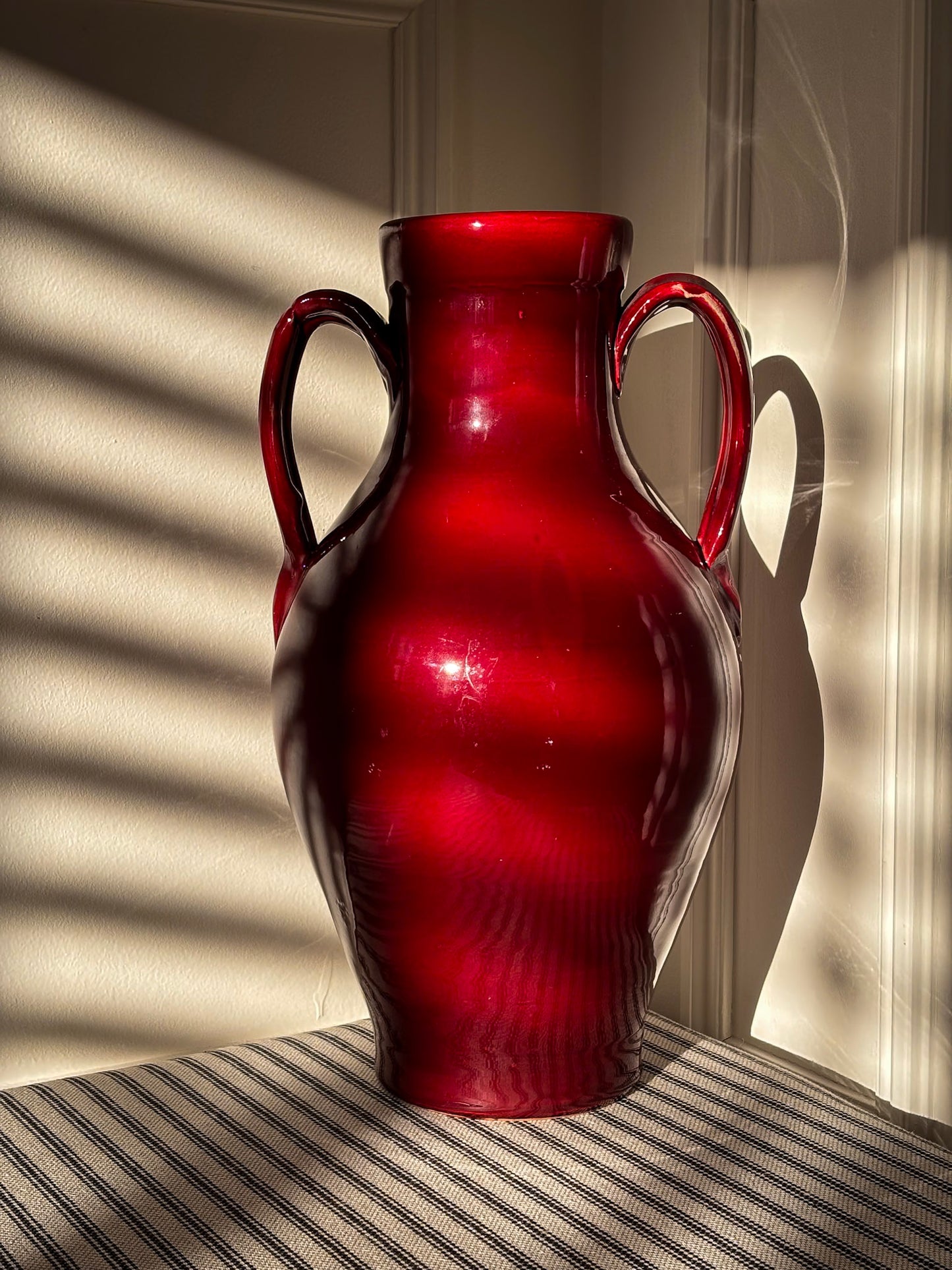 Nicola Fasano Red Glazed Dual-Handle Large Vase – Italian Studio Pottery Accent Piece