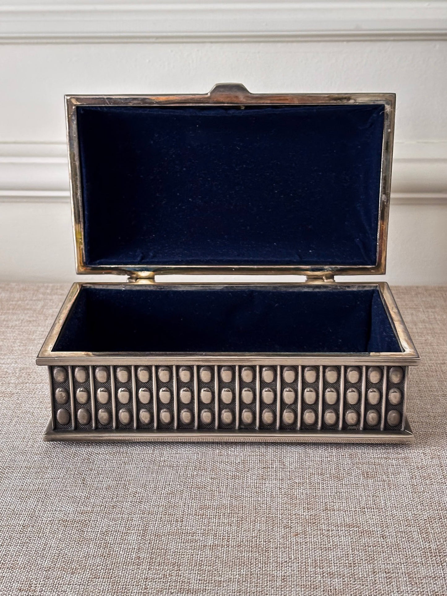 Silver-Plated Beaded Jewellery Trinket Box
