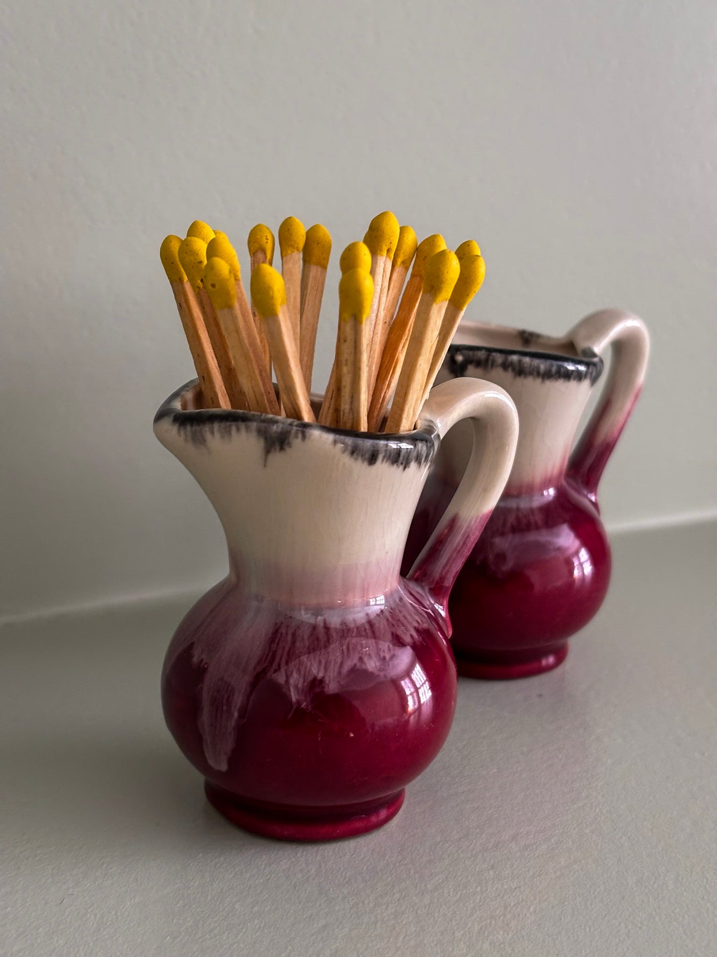West German Drip-Glaze Ceramic Vessel Matchstick Holder