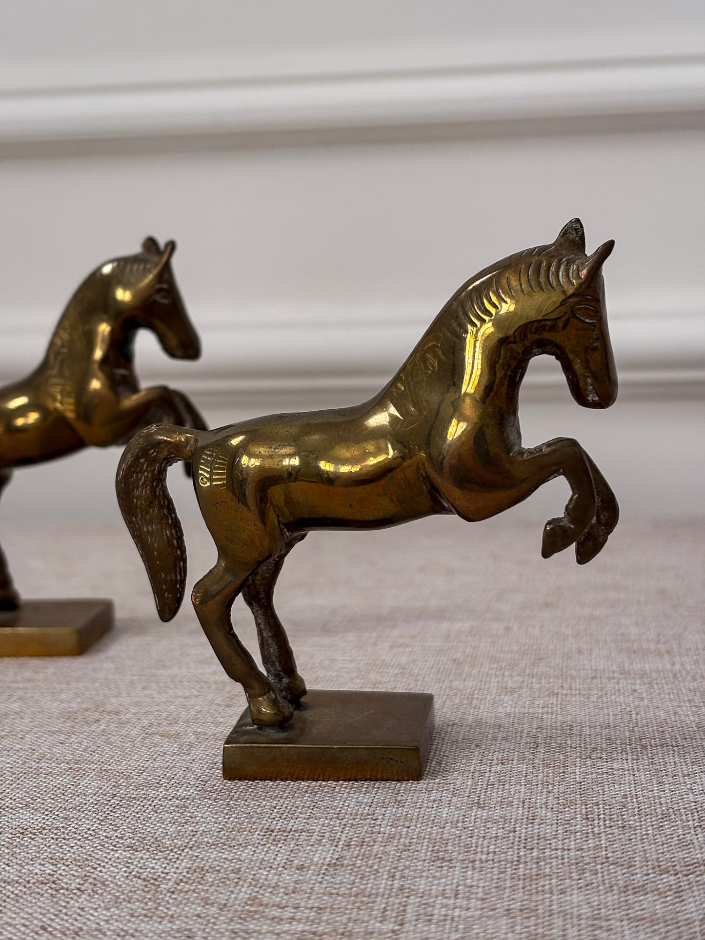 Vintage Brass Horse Bookends