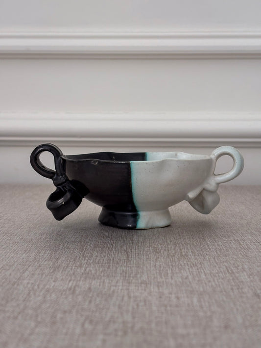 Vintage Vallauris Ceramic Bowl | Black & White Sculptural French Pottery