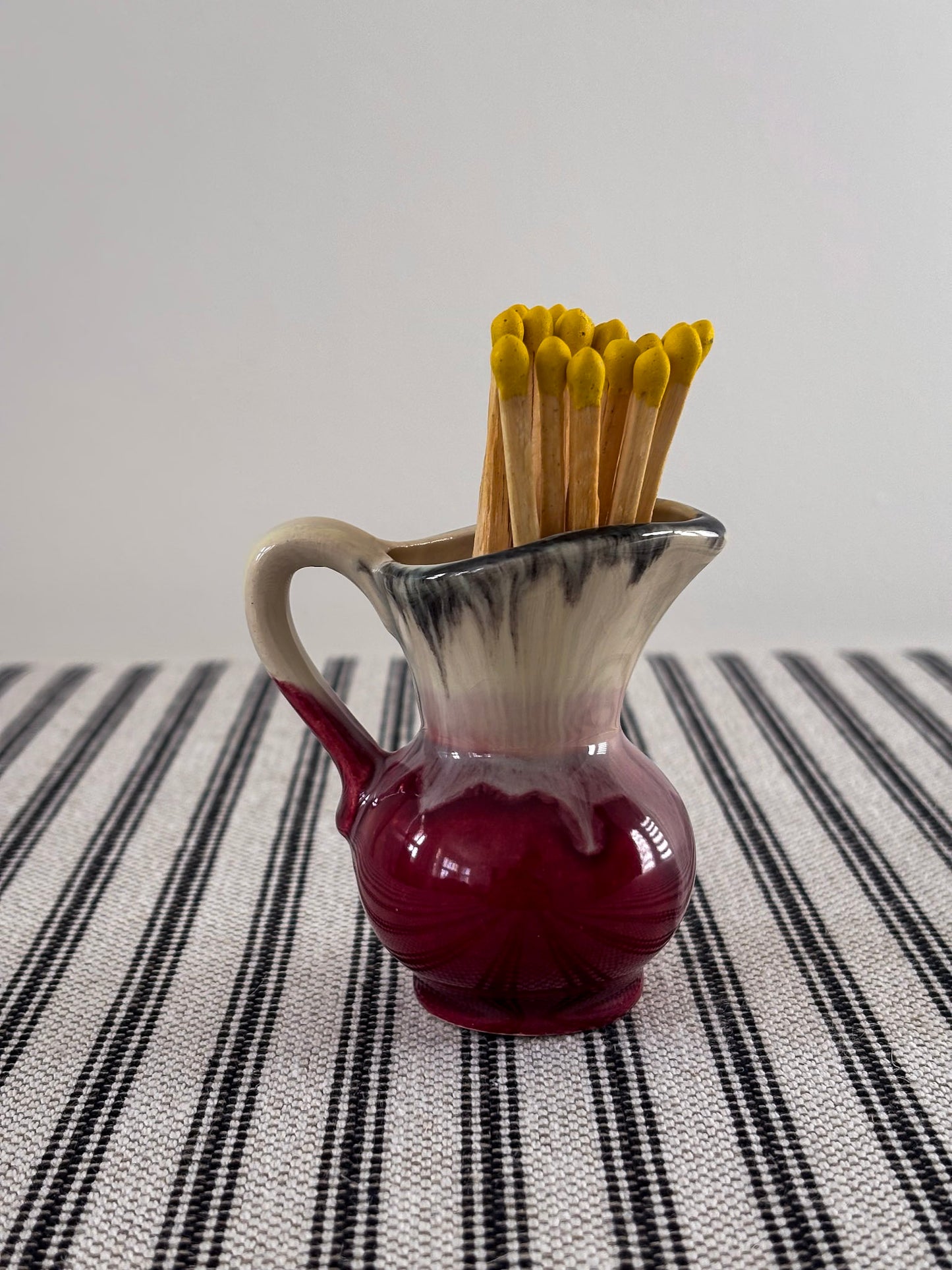 West German Drip-Glaze Ceramic Vessel Matchstick Holder