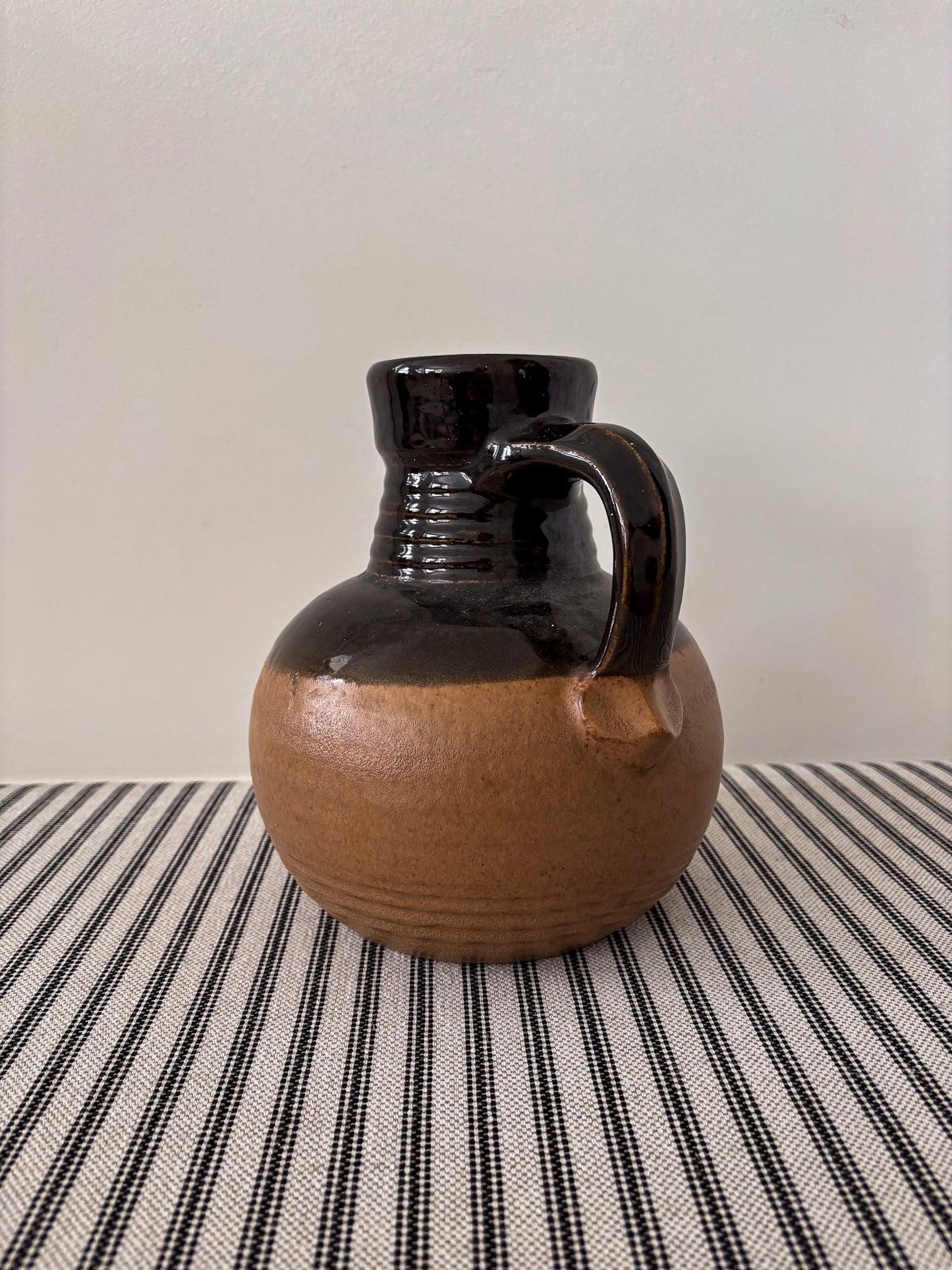 West German Rustic Ceramic Brown Glazed Jug