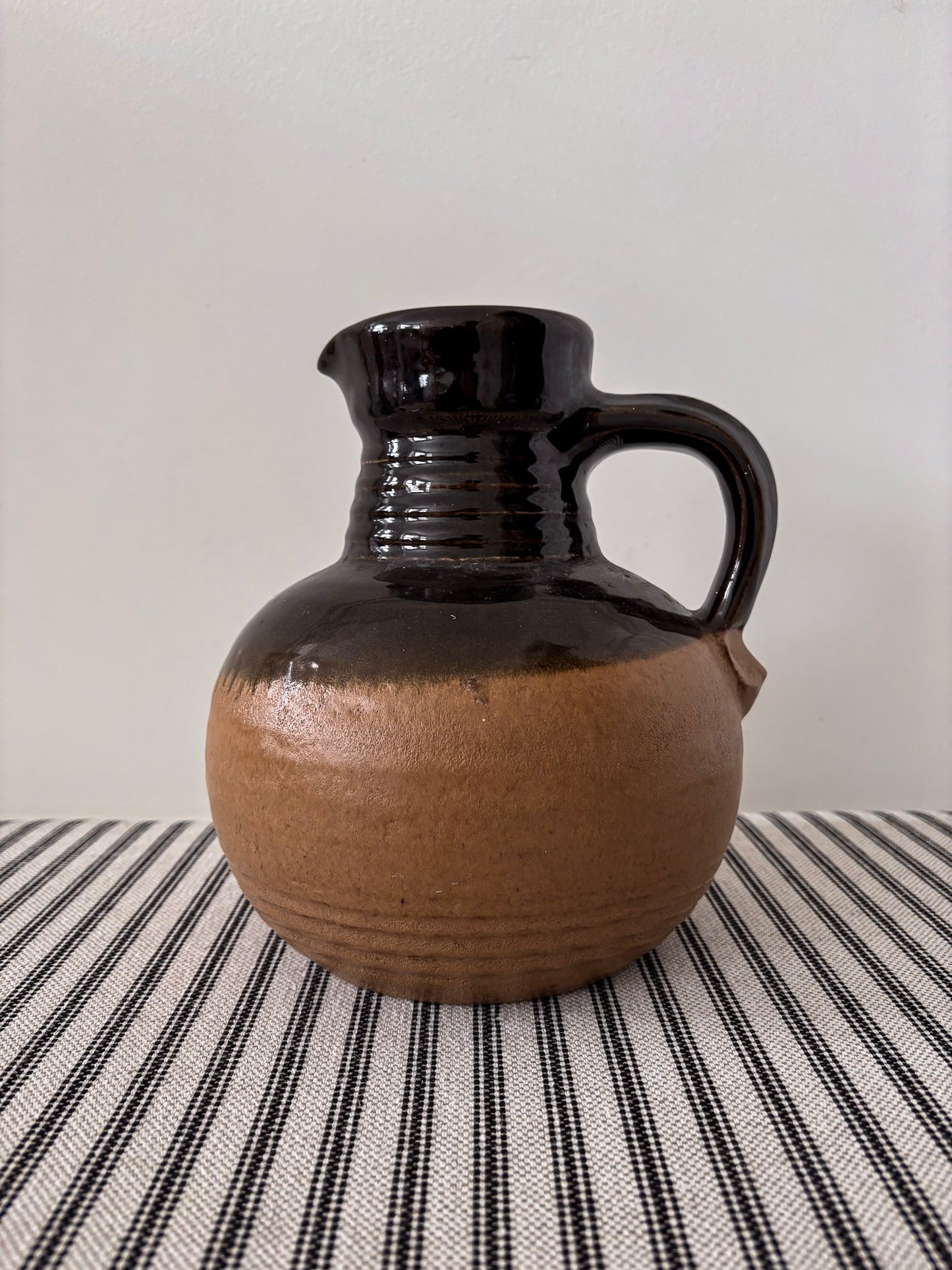 West German Rustic Ceramic Brown Glazed Jug