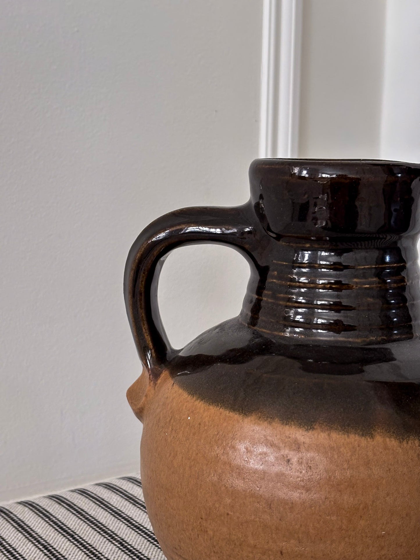 West German Rustic Ceramic Brown Glazed Jug