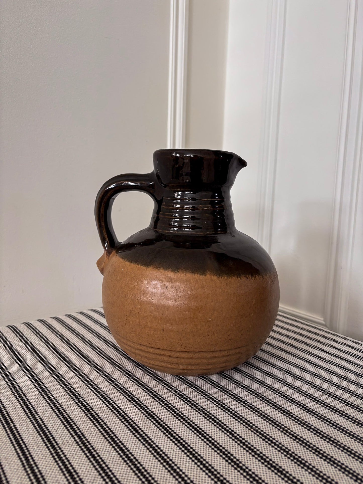 West German Rustic Ceramic Brown Glazed Jug